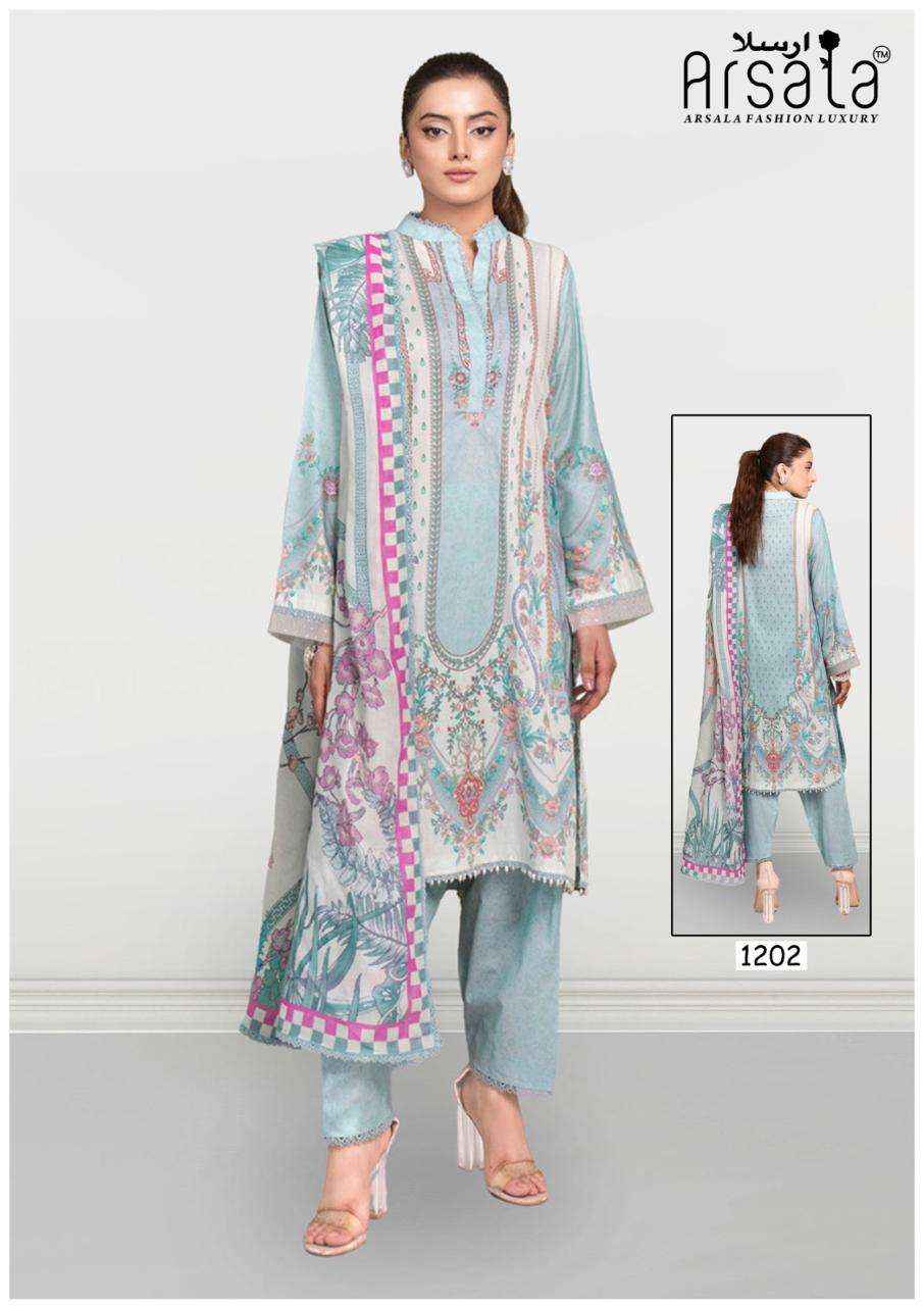 Arsala Amira Vol 12 Pure lawn Cotton Kurti Pant Dupatta Set Wholesale Rate ( 6 Pcs Catalog )