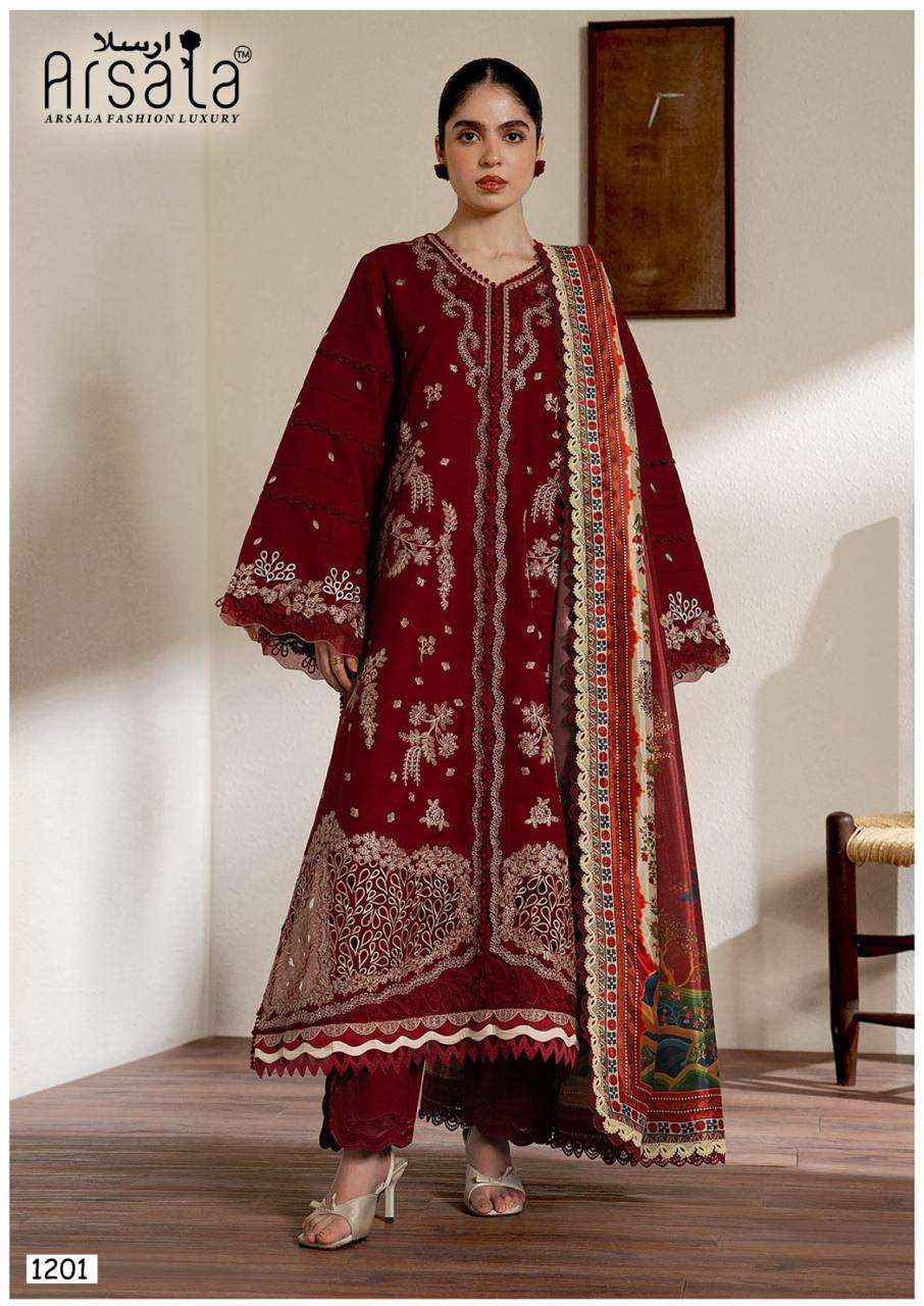 Arsala Amira Vol 12 Pure lawn Cotton Kurti Pant Dupatta Set Wholesale Rate ( 6 Pcs Catalog )