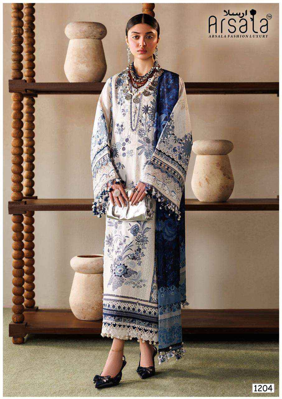 Arsala Amira Vol 12 Pure lawn Cotton Kurti Pant Dupatta Set Wholesale Rate ( 6 Pcs Catalog )
