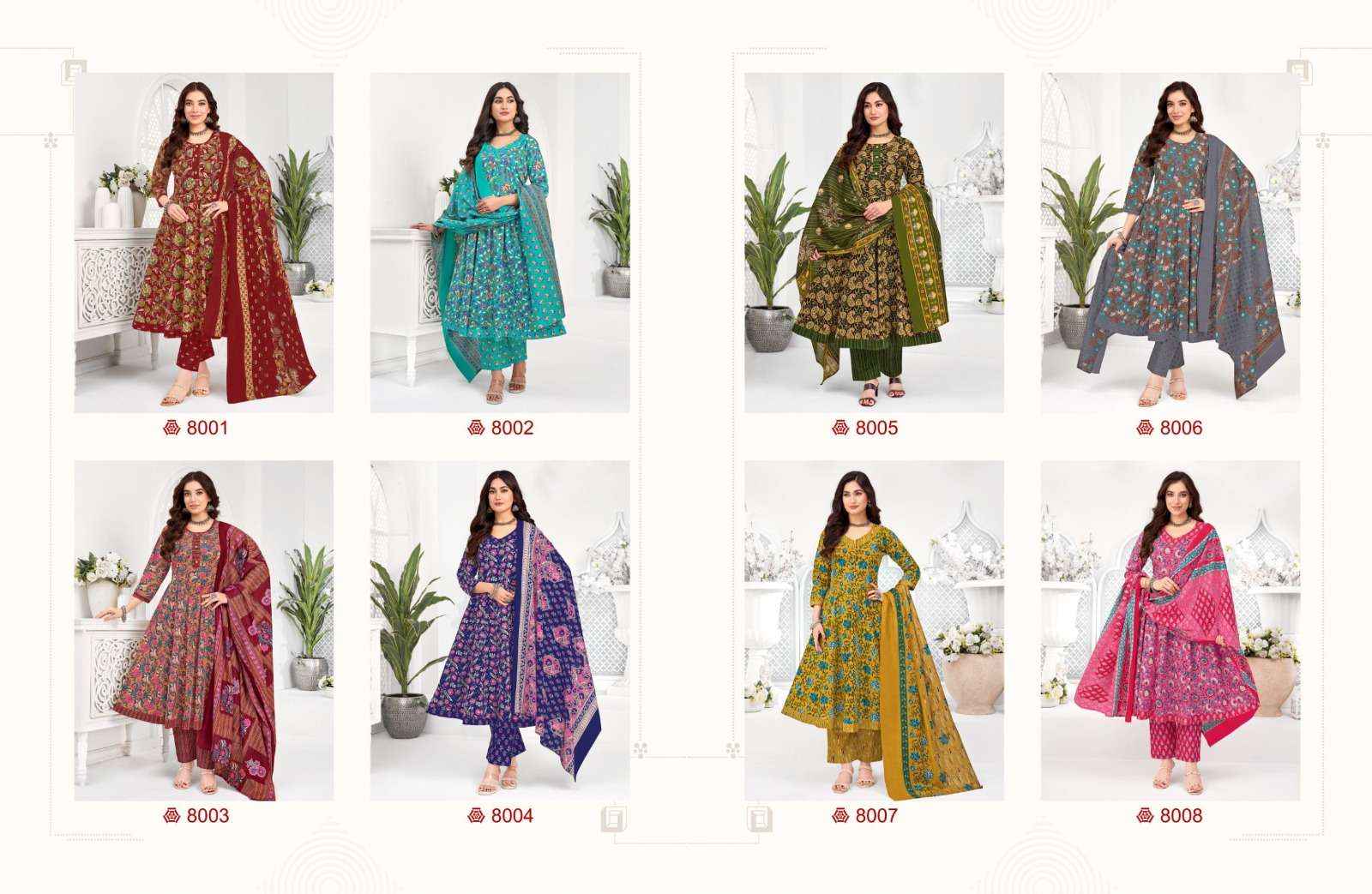 Balaji Cotton Anarkali Vol 8 Readymade Cotton Anarkali Suit Wholesale Rate ( 8 Pcs Catalog )