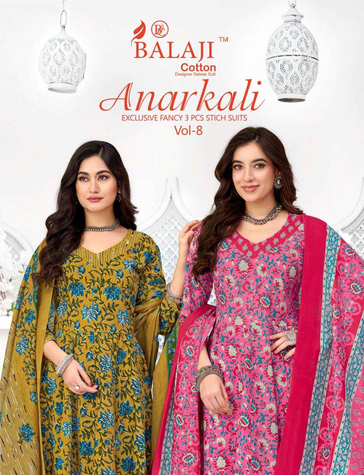 Balaji Cotton Anarkali Vol 8 Readymade Cotton Anarkali Suit Wholesale Rate ( 8 Pcs Catalog )