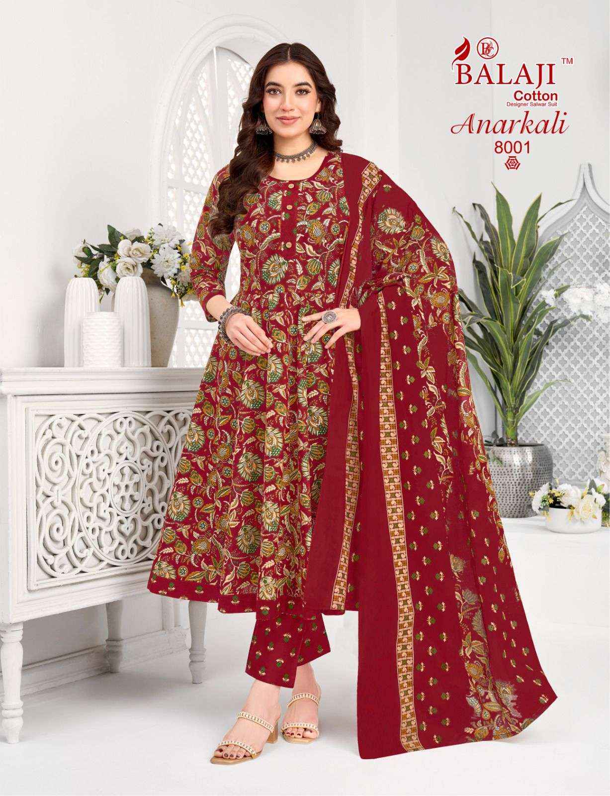 Balaji Cotton Anarkali Vol 8 Readymade Cotton Anarkali Suit Wholesale Rate ( 8 Pcs Catalog )