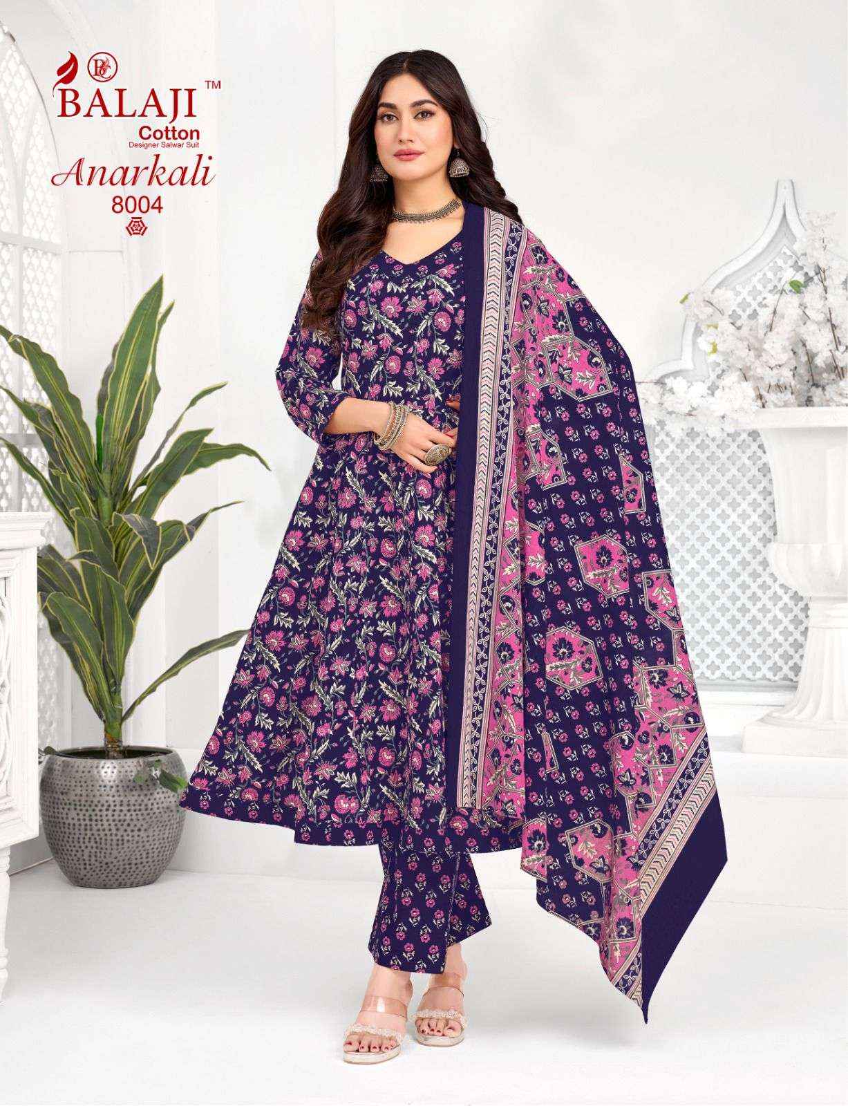 Balaji Cotton Anarkali Vol 8 Readymade Cotton Anarkali Suit Wholesale Rate ( 8 Pcs Catalog )
