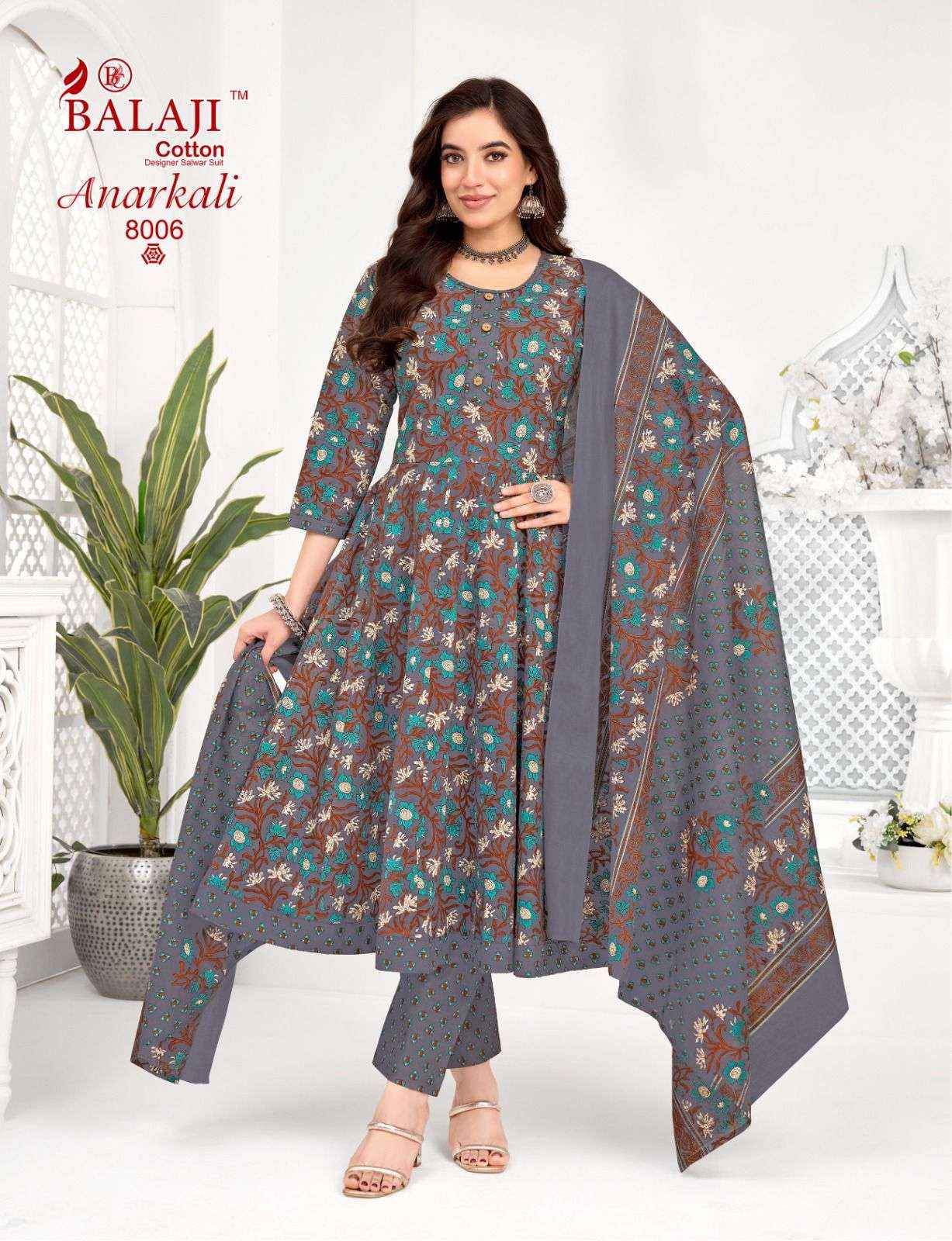Balaji Cotton Anarkali Vol 8 Readymade Cotton Anarkali Suit Wholesale Rate ( 8 Pcs Catalog )