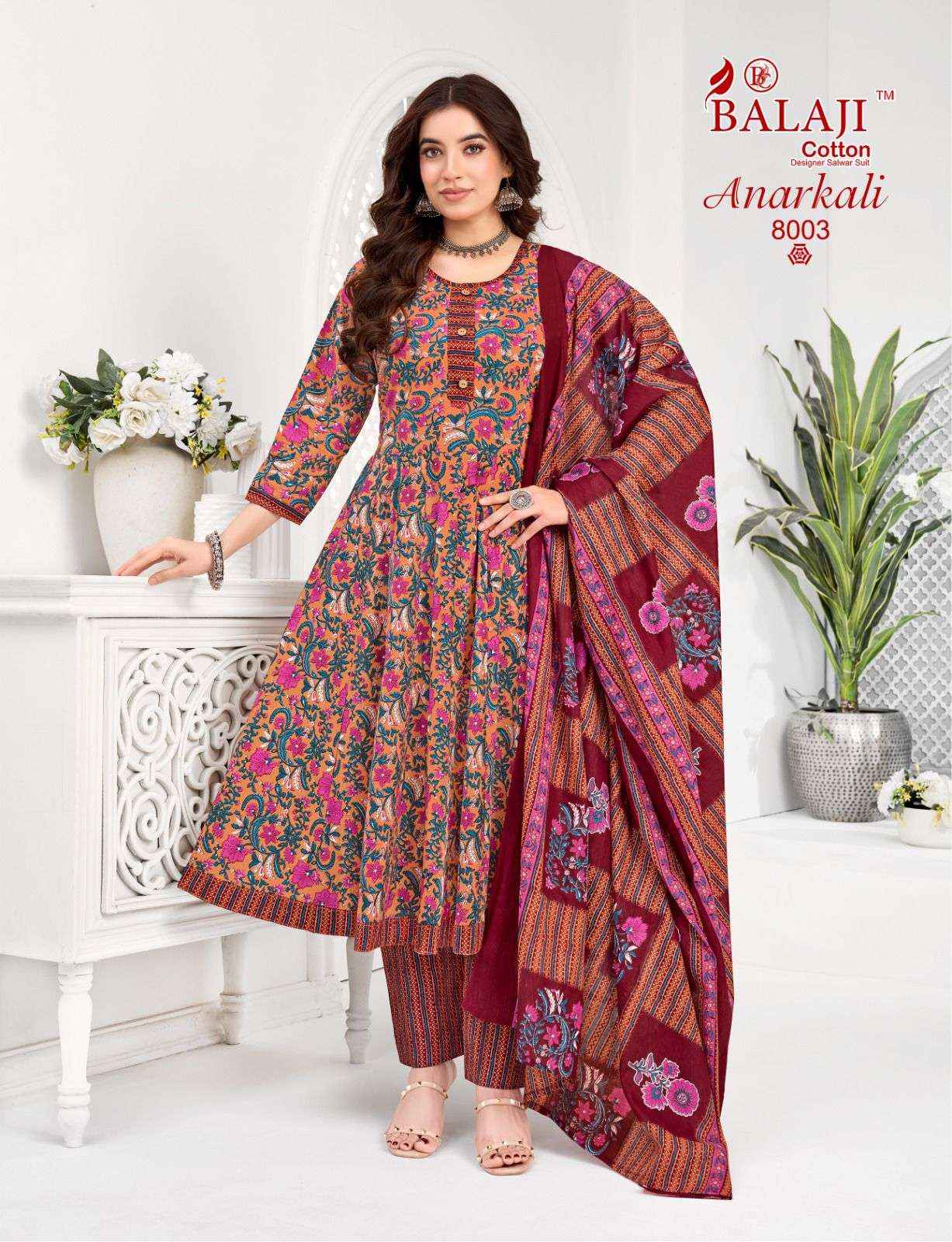 Balaji Cotton Anarkali Vol 8 Readymade Cotton Anarkali Suit Wholesale Rate ( 8 Pcs Catalog )
