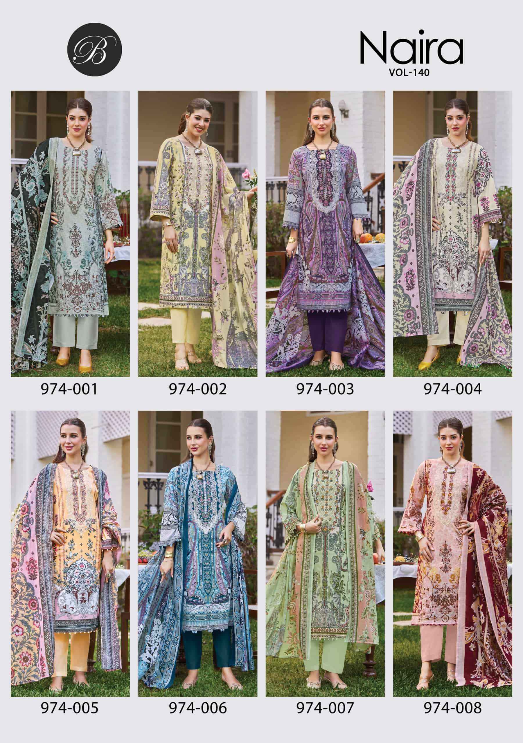 Belliza Naira Vol 140 Fancy Cotton Salwar Kameez Wholesale Rate ( 8 Pcs Catalog )