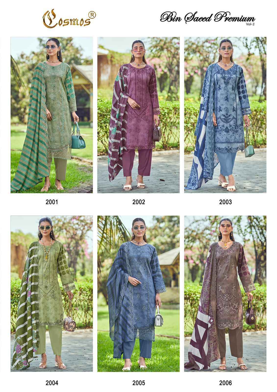 Cosmos Bin Saeed Premium Vol 2 Cotton Pakistani Suits Wholesale Price ( 6 pcs Catalogue )