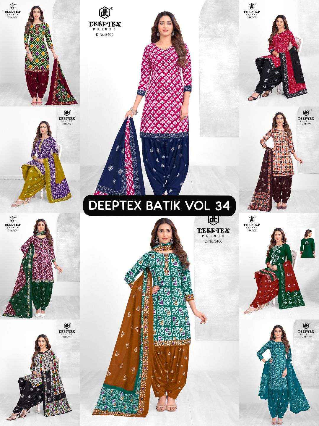 DEEPTEX PRINTS BATIK PLUS VOL 34 COTTON PRINTED PATIYALA SALWAR KAMEEZ WHOLESALE RATE ( 10 PCS CATALOG )