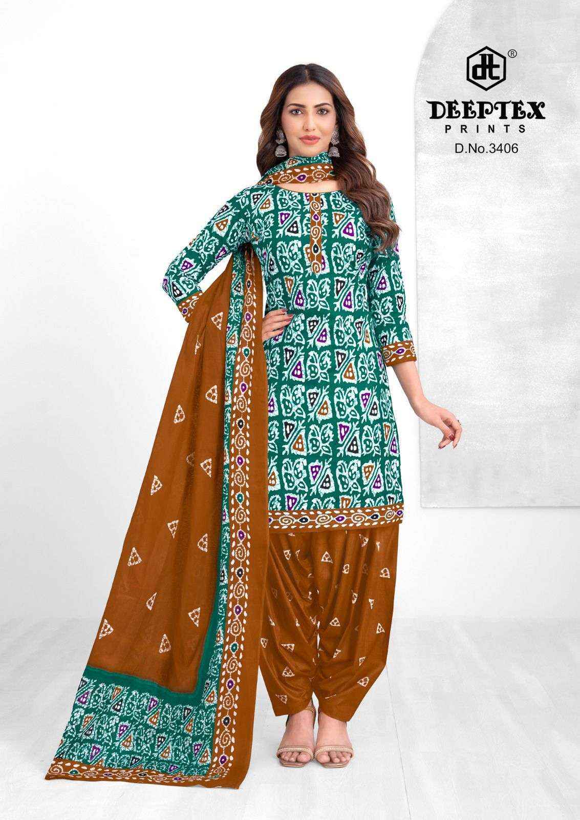 DEEPTEX PRINTS BATIK PLUS VOL 34 COTTON PRINTED PATIYALA SALWAR KAMEEZ WHOLESALE RATE ( 10 PCS CATALOG )