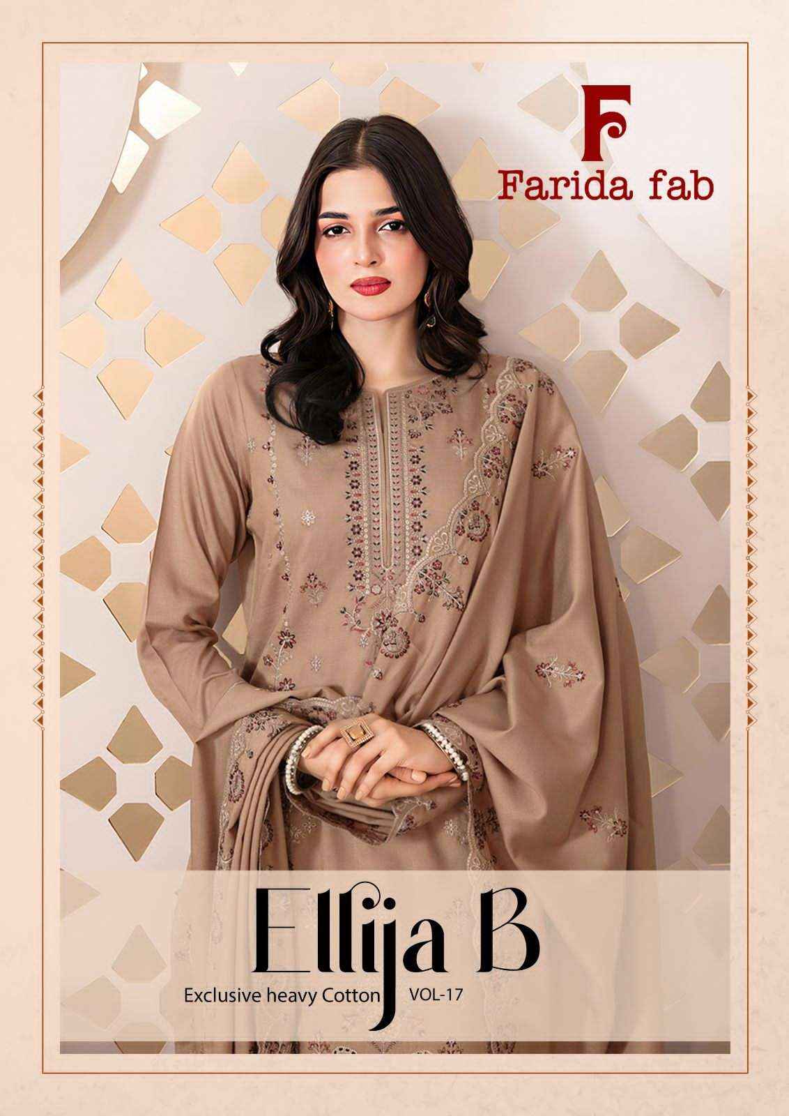 Farida Fab Ellija B Vol 17 Pure Cotton Salwar Kameez Wholesale Rate ( 6 Pcs Catalog )