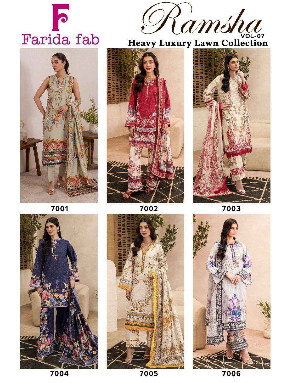 Farida Fab Ramsha Vol 7 Cotton Dress Material Wholesale Surat Price ( 6 pcs Catalogue )