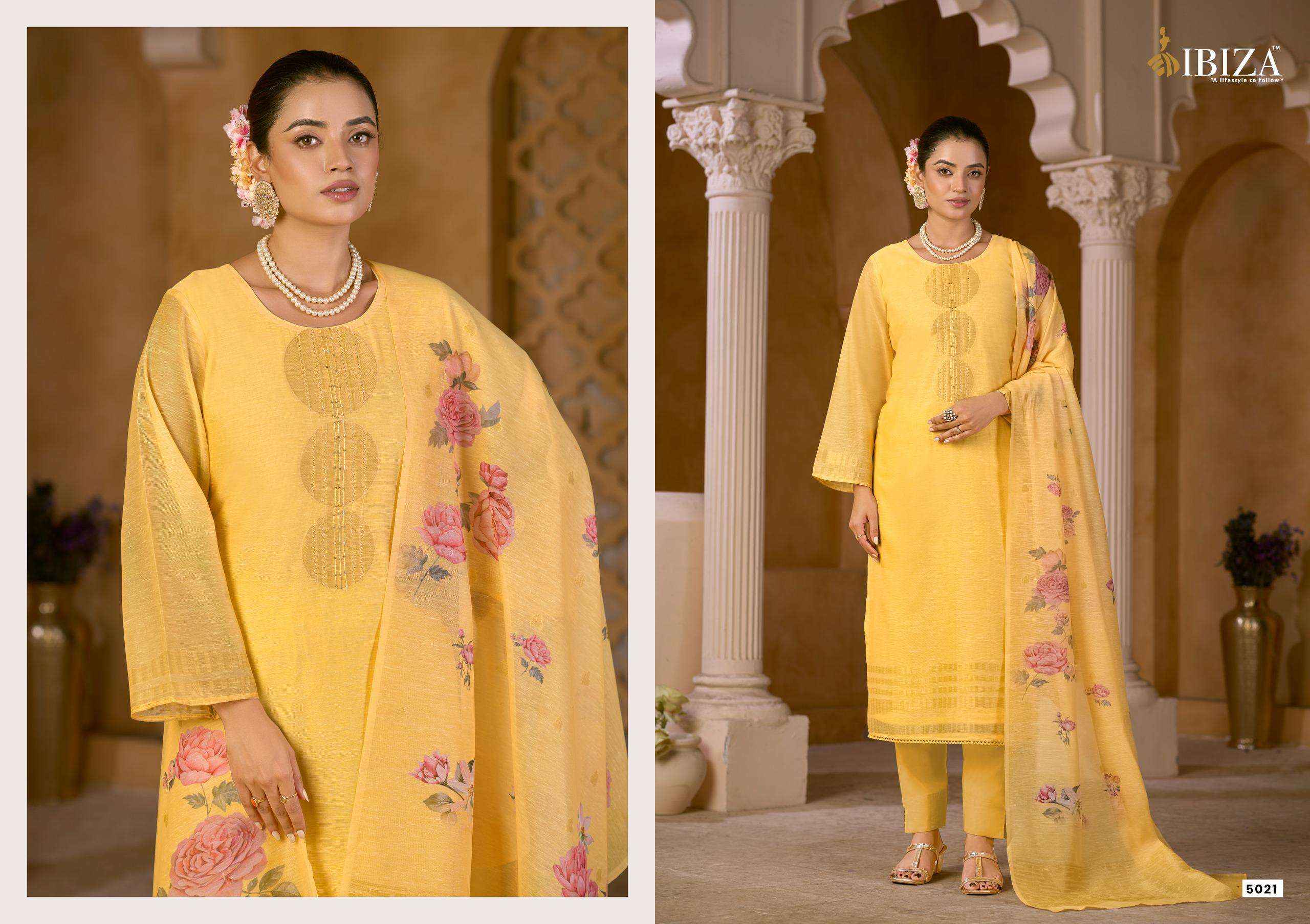 Ibiza Mahiba Pure Linen Jacquard Salwar Kameez Wholesale Rale ( 4 Pcs Catalog )