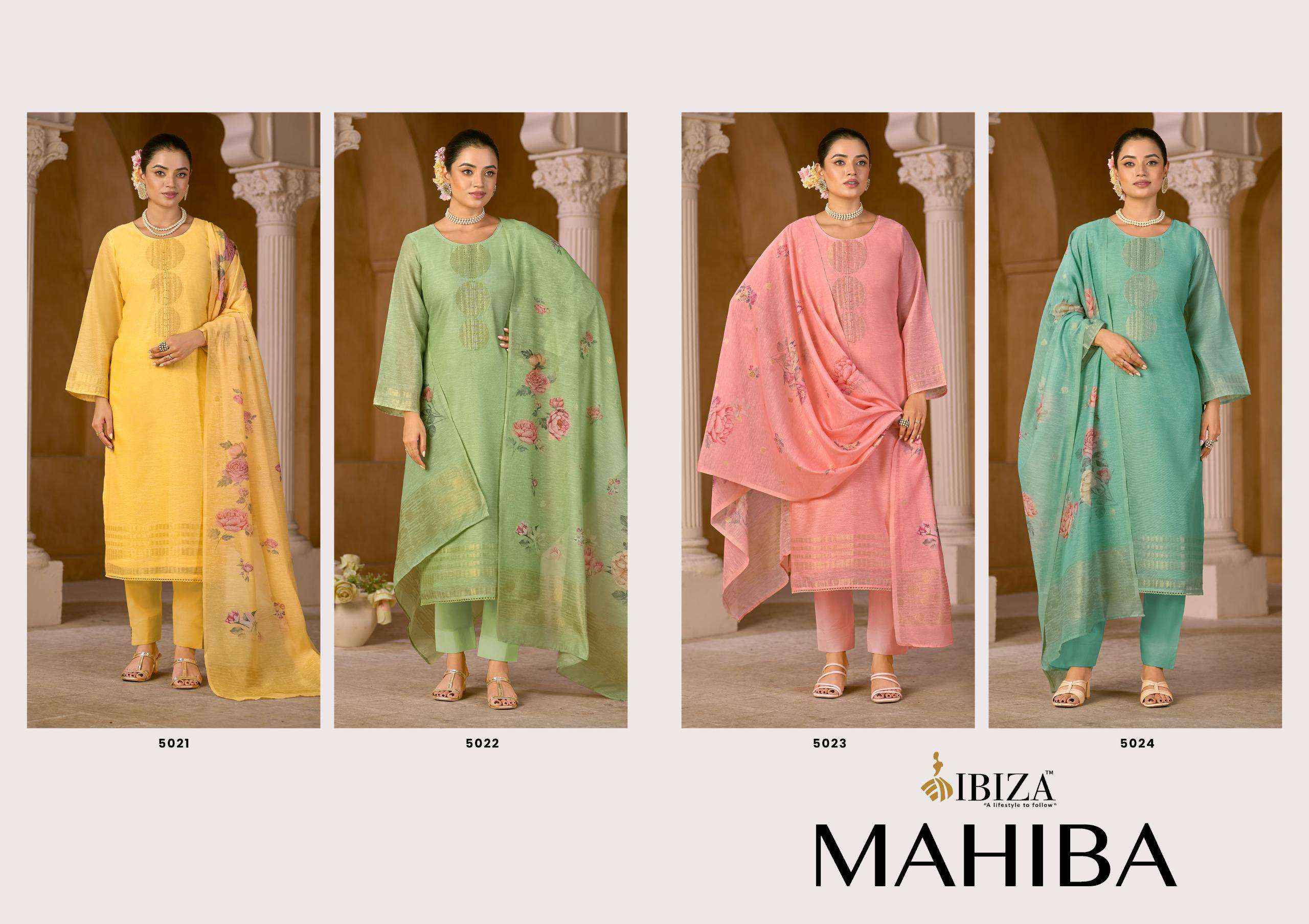 Ibiza Mahiba Pure Linen Jacquard Salwar Kameez Wholesale Rale ( 4 Pcs Catalog )