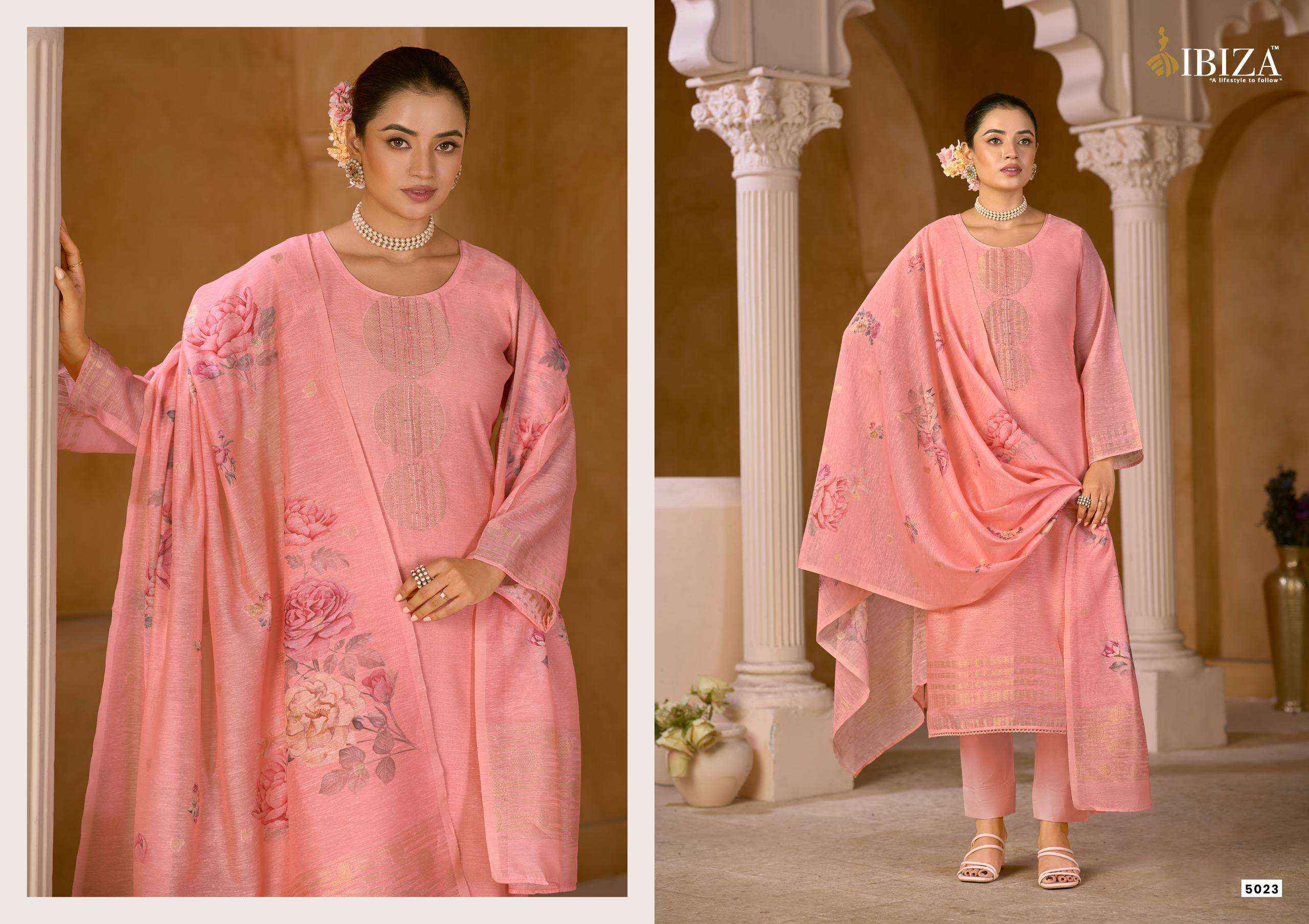 Ibiza Mahiba Pure Linen Jacquard Salwar Kameez Wholesale Rale ( 4 Pcs Catalog )