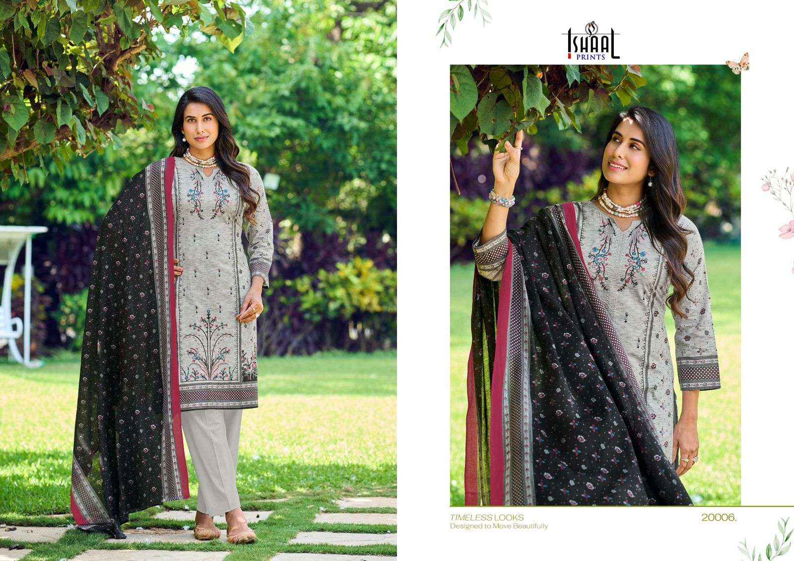 Ishaal Prints Embroidered Vol 20 Pure Lawn Salwar Kameez Wholesale Rate ( 10 Pcs Catalog )