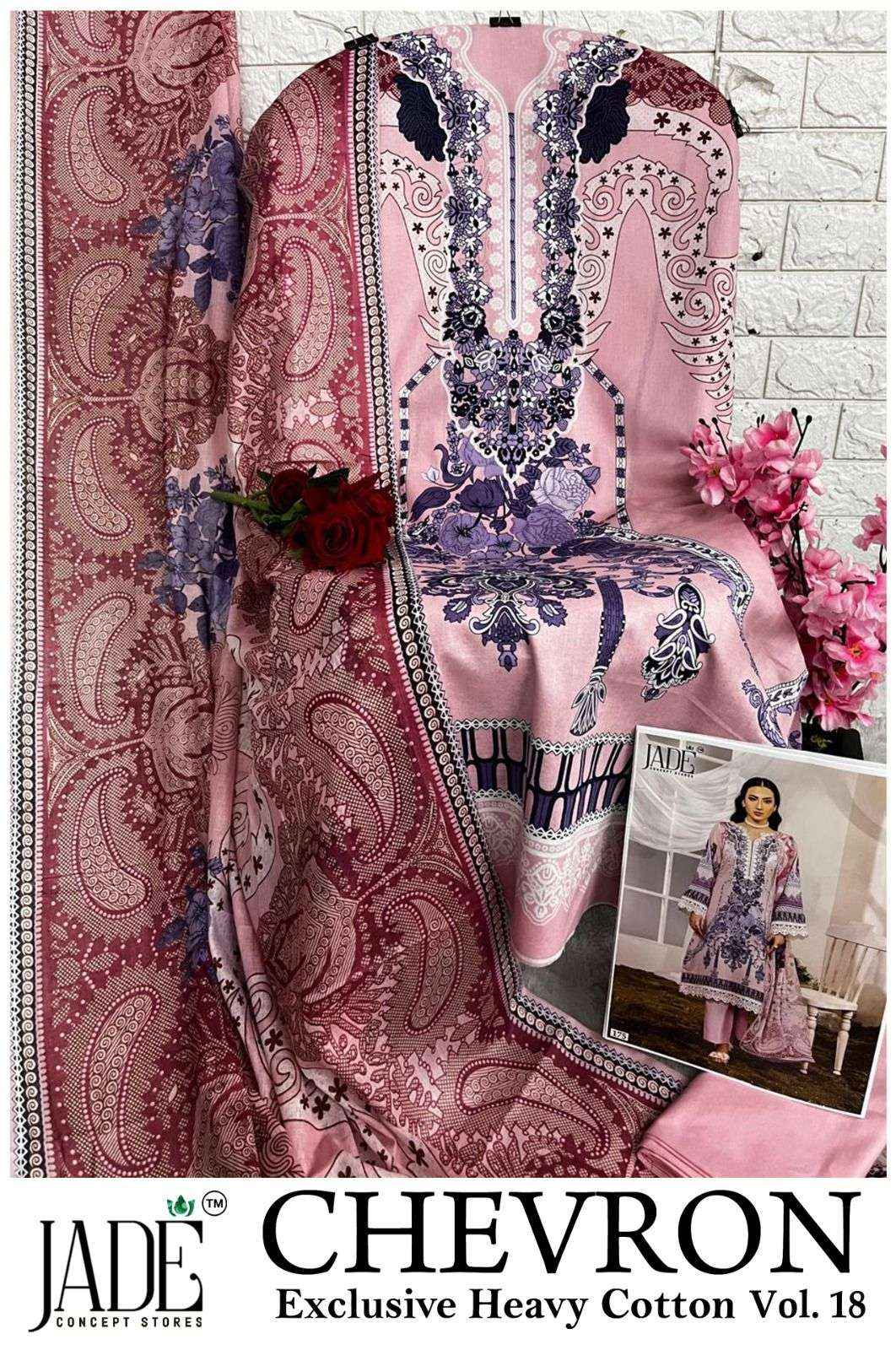 Jade Chevron Vol 18 Heavy Cotton Pakistani Style Salwar Kameez Wholesale Rate ( 6 Pcs Catalog )