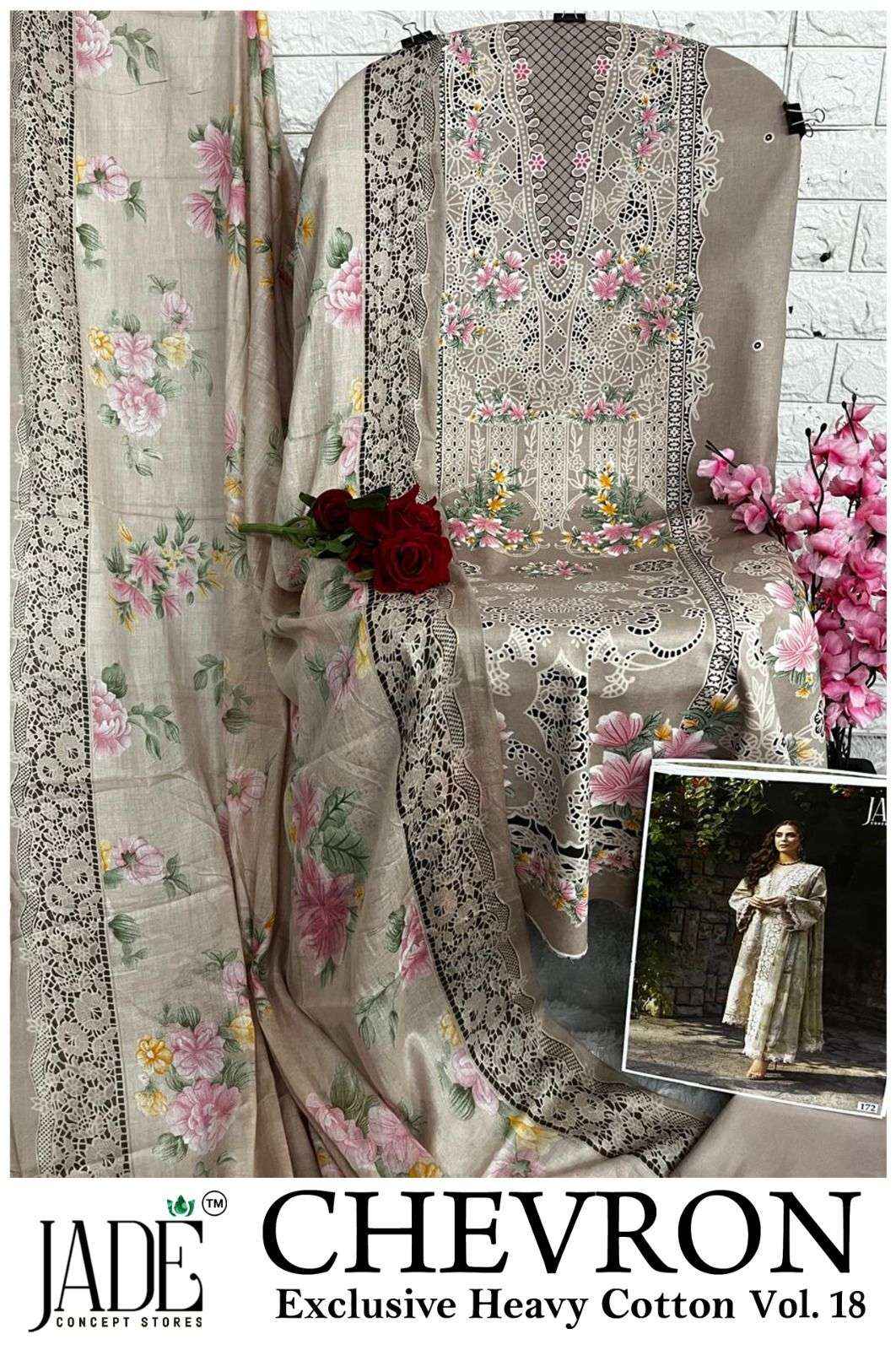 Jade Chevron Vol 18 Heavy Cotton Pakistani Style Salwar Kameez Wholesale Rate ( 6 Pcs Catalog )