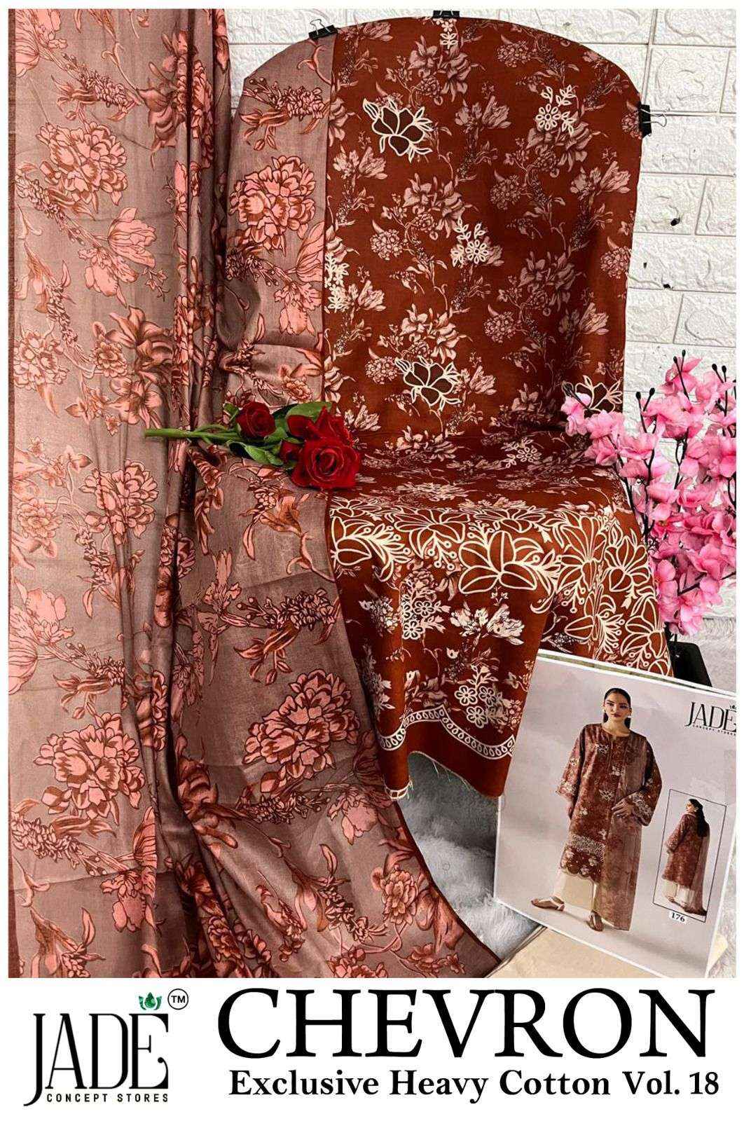 Jade Chevron Vol 18 Heavy Cotton Pakistani Style Salwar Kameez Wholesale Rate ( 6 Pcs Catalog )