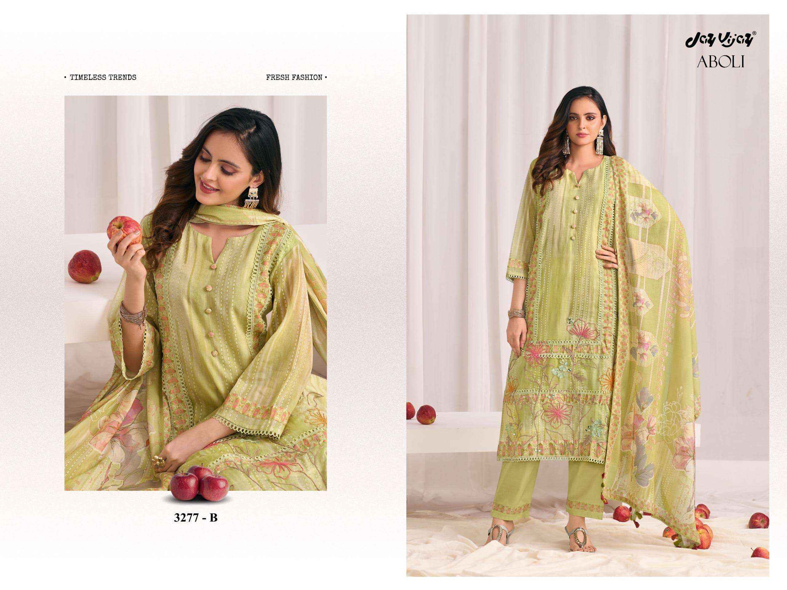 Jay Vijay Aboli 3277 Latest Designs Cotton Salwar Kameez Wholesale Rate ( 4 Pcs Catalog )