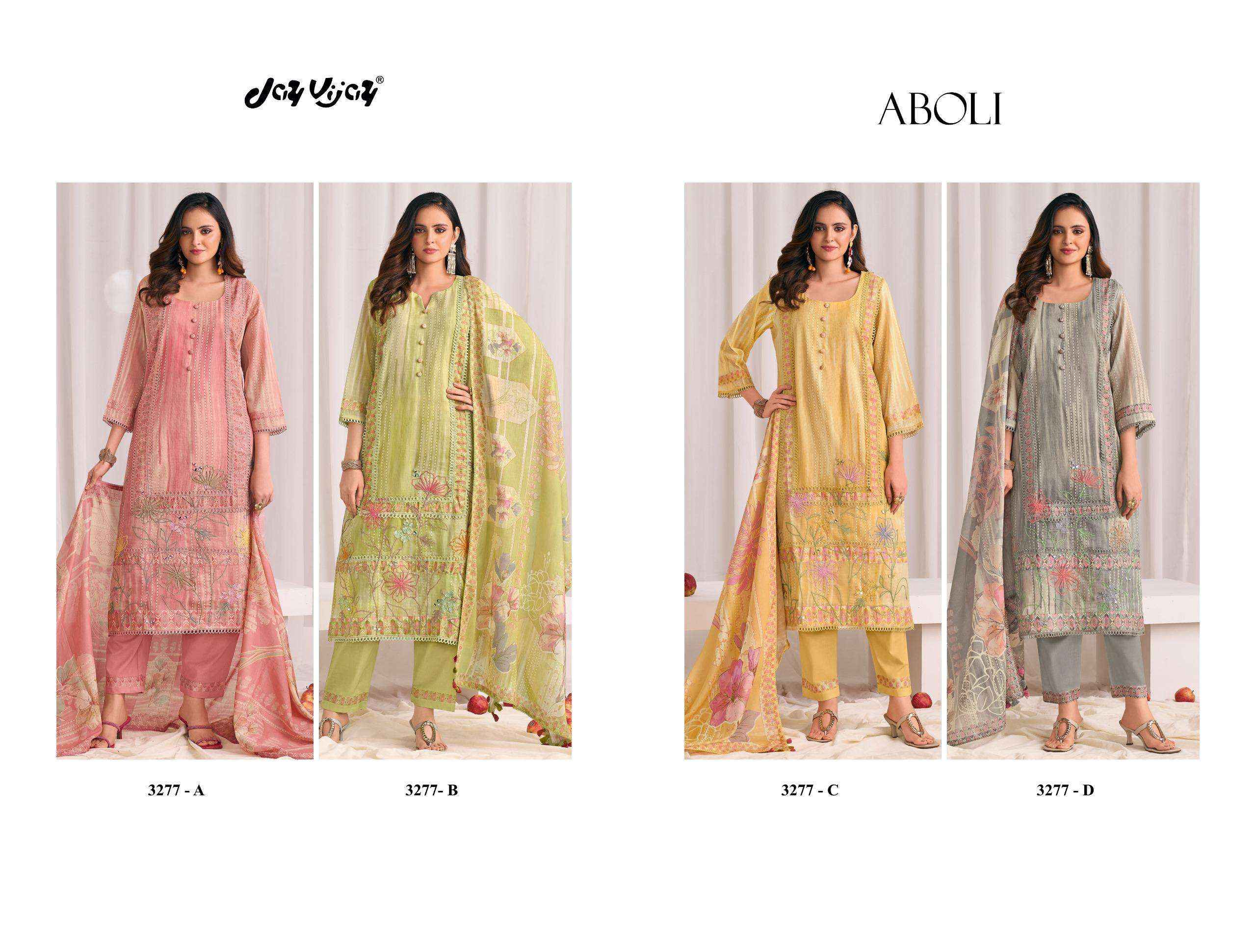 Jay Vijay Aboli 3277 Latest Designs Cotton Salwar Kameez Wholesale Rate ( 4 Pcs Catalog )