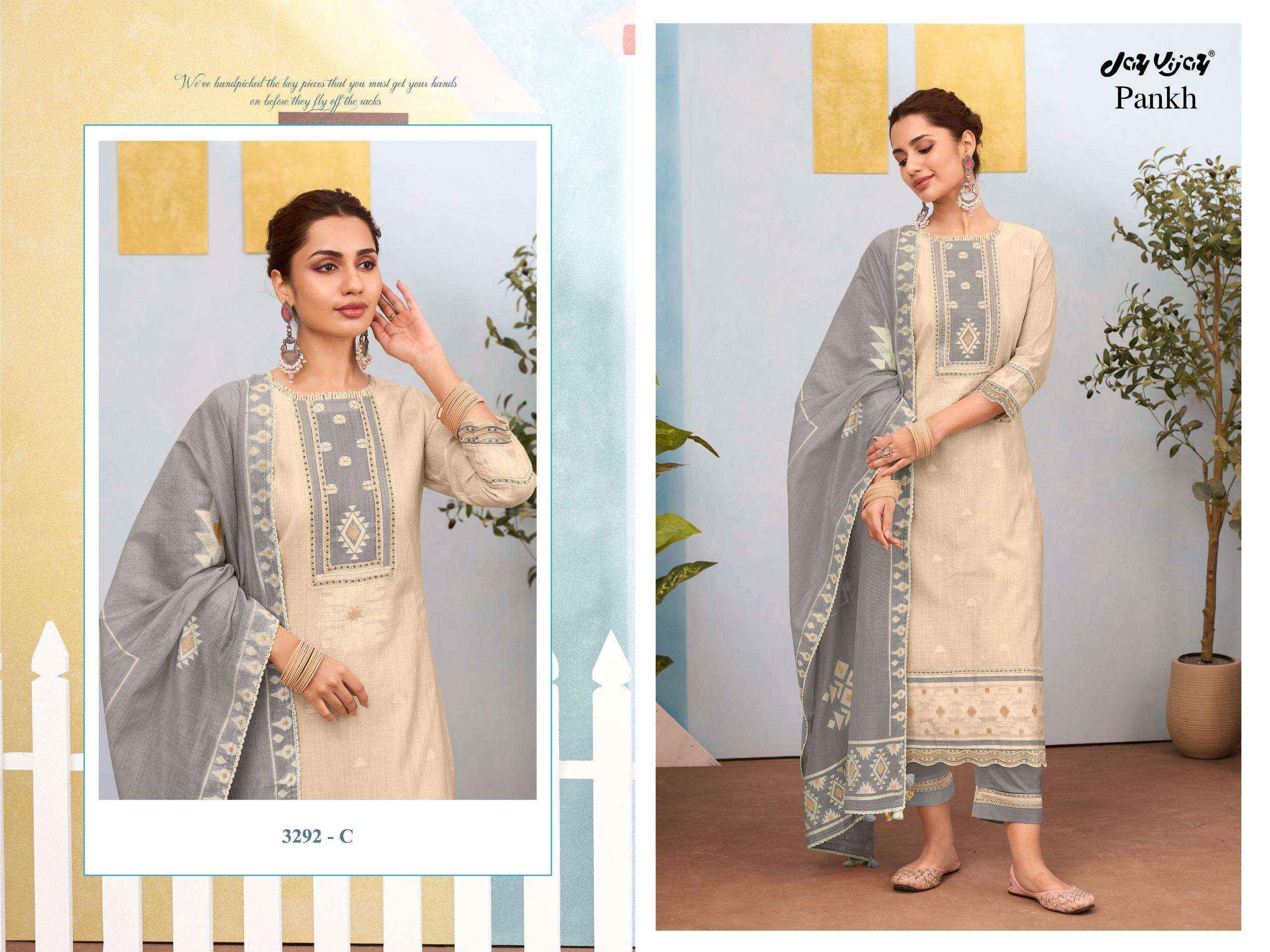 Jay Vijay Pankh 3292 Latest Design Cotton Salwar Kameez Wholesale Rate ( 4 Pcs Catalog )