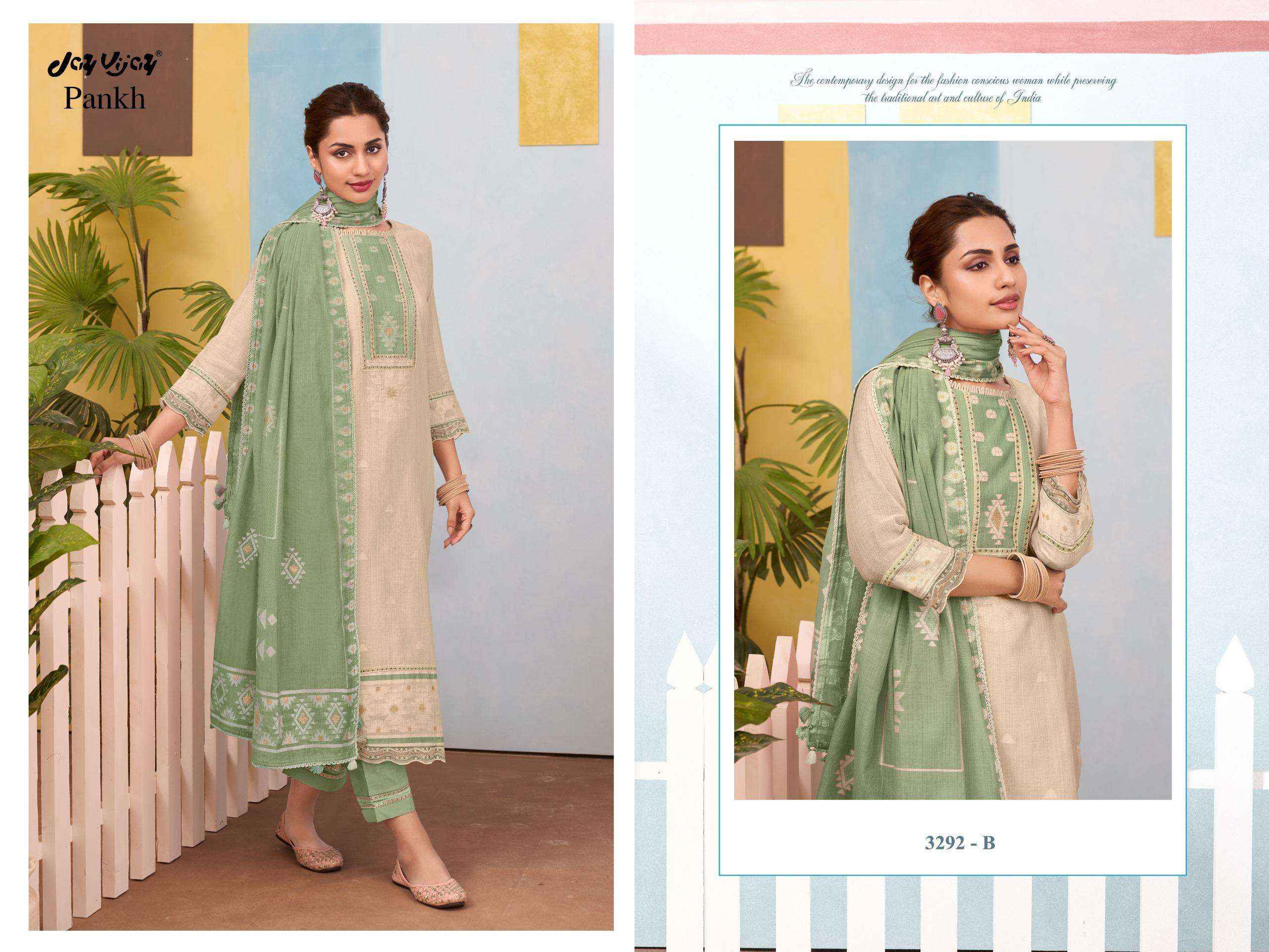 Jay Vijay Pankh 3292 Latest Design Cotton Salwar Kameez Wholesale Rate ( 4 Pcs Catalog )