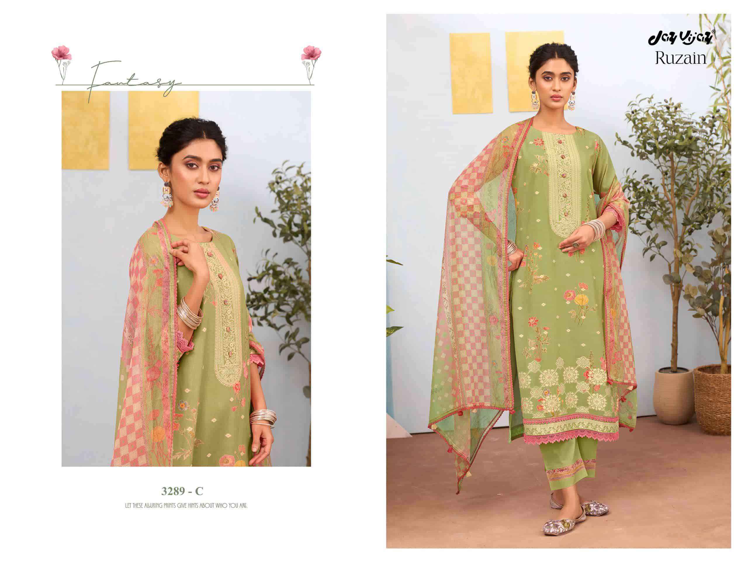 Jay Vijay Ruzain 3289 Pure Linen Jacquard Designer Salwar Kameez Wholesale Rate ( 4 Pcs Catalog )
