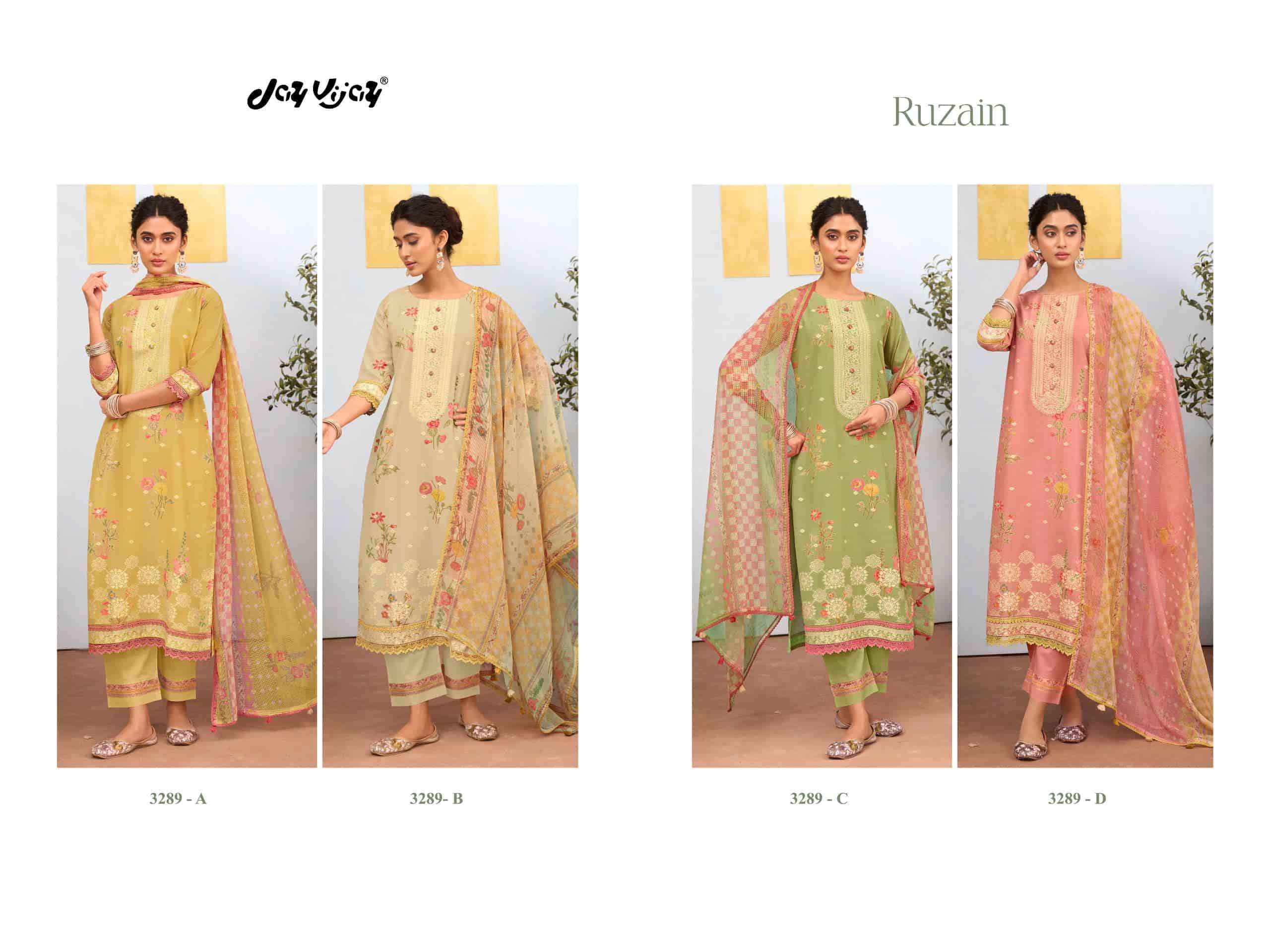 Jay Vijay Ruzain 3289 Pure Linen Jacquard Designer Salwar Kameez Wholesale Rate ( 4 Pcs Catalog )