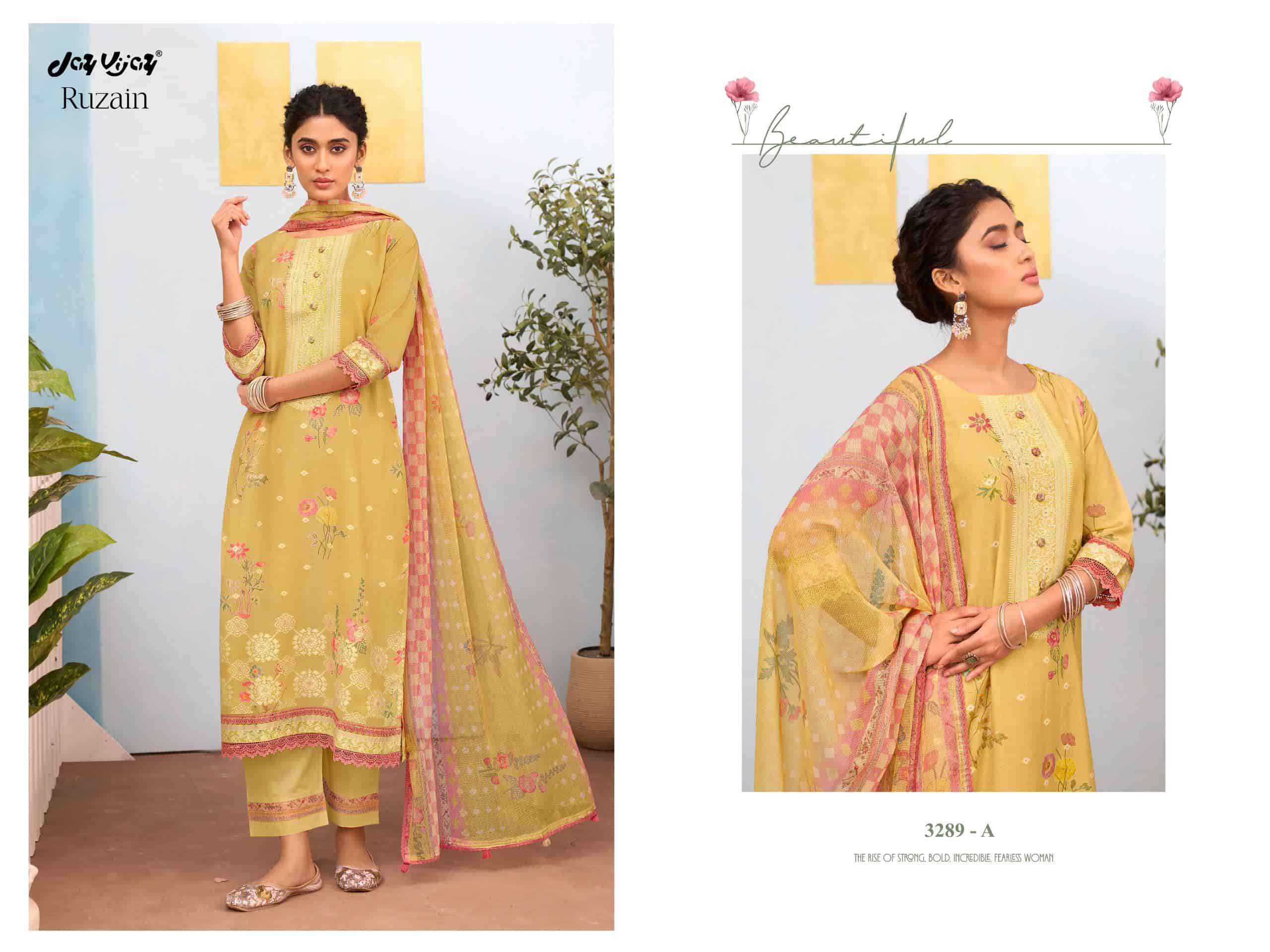 Jay Vijay Ruzain 3289 Pure Linen Jacquard Designer Salwar Kameez Wholesale Rate ( 4 Pcs Catalog )