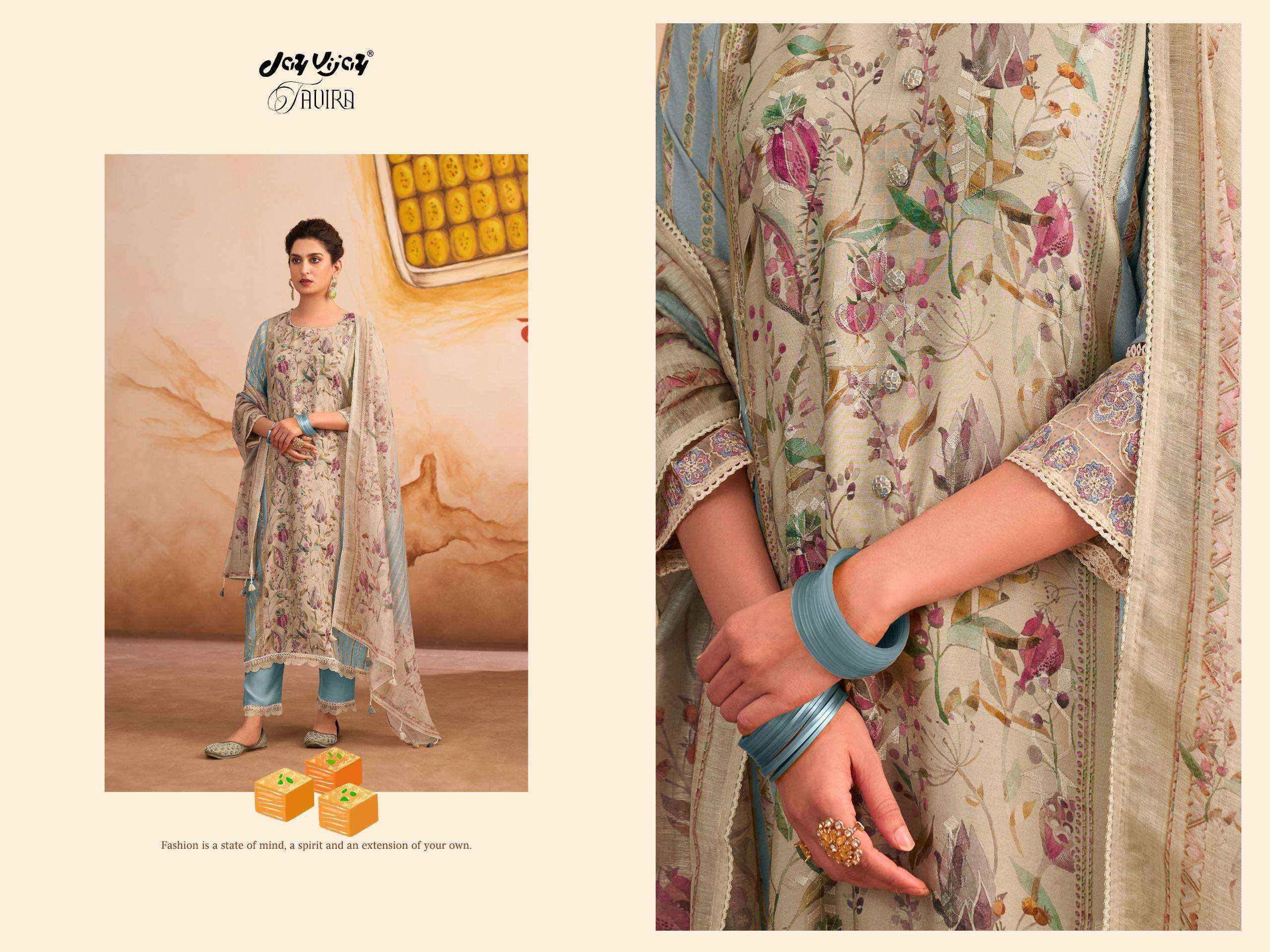 Jay Vijay Tavira 3288 Premium Designs Muslin Salwar Kameez Wholesale Rate ( 4 Pcs Catalog )