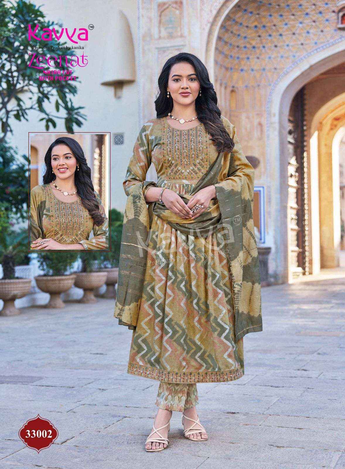 Kavya Zeenat Vol 33 Nayra Cut Top Bottom Dupatta Set Wholesale Rate ( 10 Pcs Catalog )