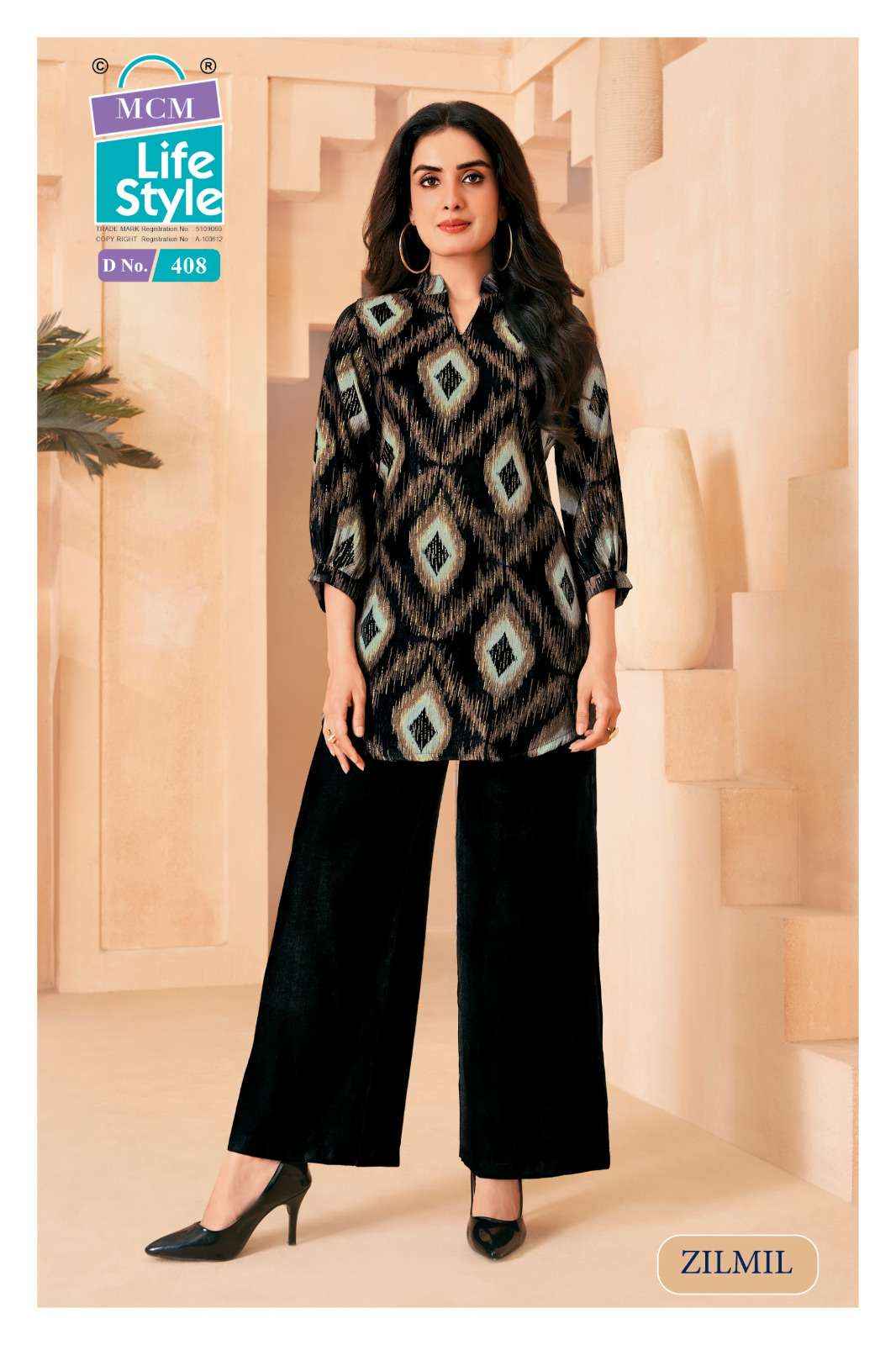 Mcm Lifestyle Zilmil Vol 4 Premium Wear Top Palazzo Pair Wholesale Rate ( 10 Pcs Catalog )