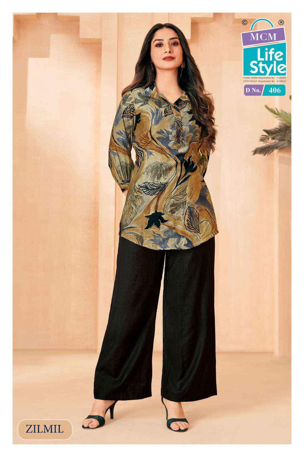 Mcm Lifestyle Zilmil Vol 4 Premium Wear Top Palazzo Pair Wholesale Rate ( 10 Pcs Catalog )