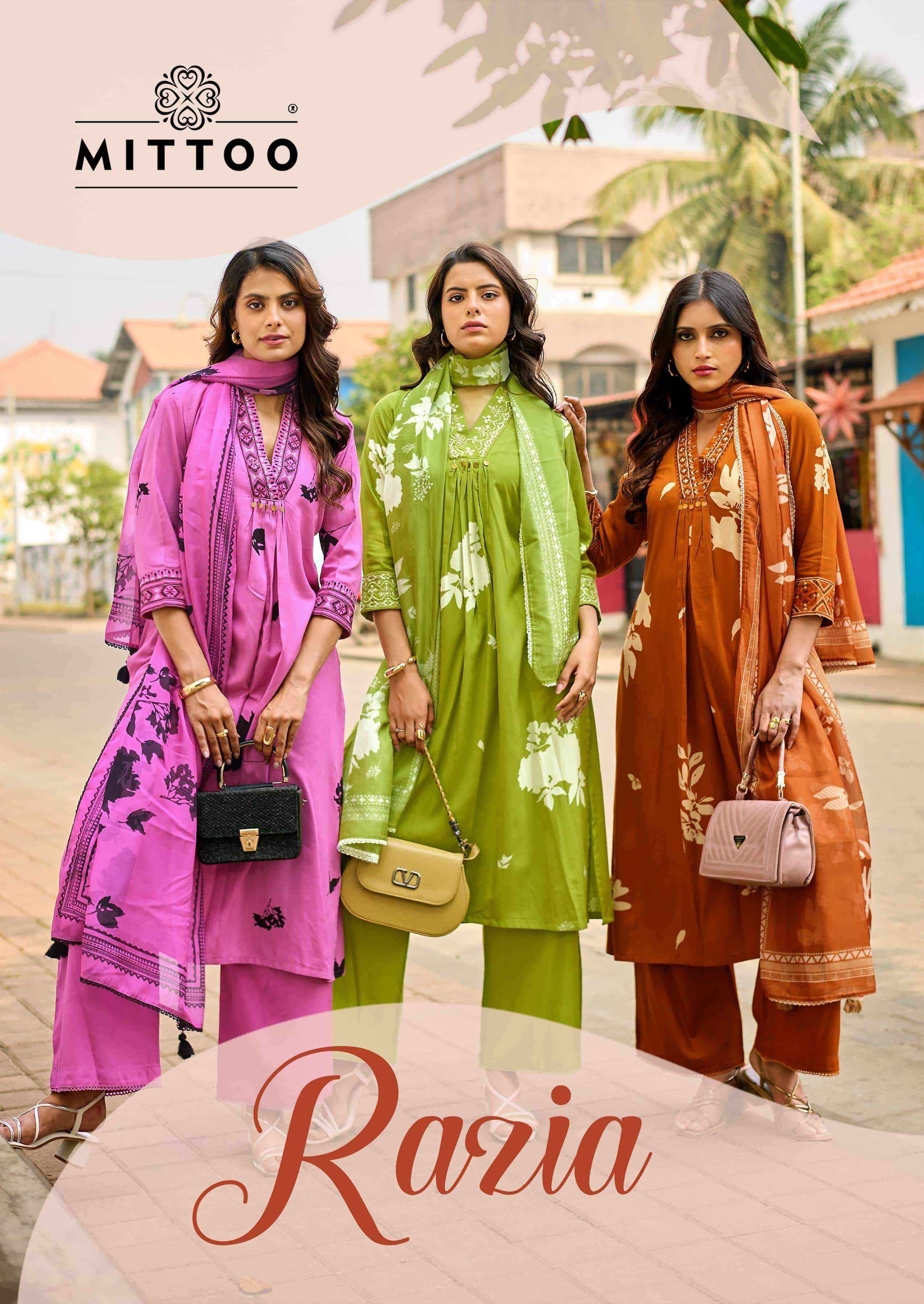 Mittoo Razia Readymade Fancy Kurti Bottom Dupatta Set Wholesale Rate ( 6 Pcs Catalog )