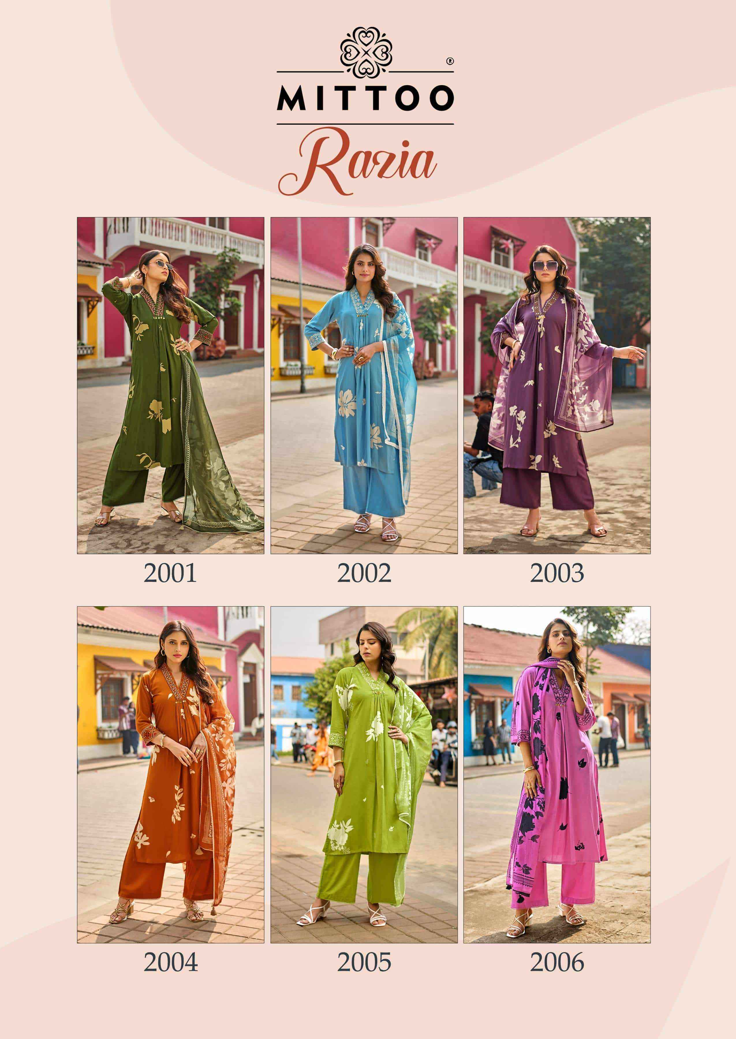 Mittoo Razia Readymade Fancy Kurti Bottom Dupatta Set Wholesale Rate ( 6 Pcs Catalog )
