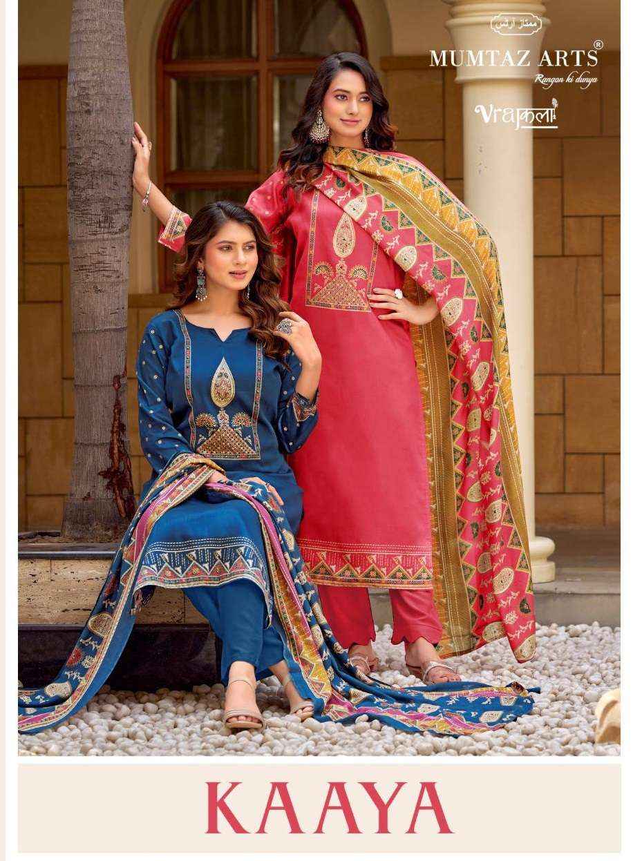 MUMTAZ ARTS KAAYA JAM COTTON DIGITAL PRINT WITH HEAVY WORK SALWAR KAMEEZ WHOLESALE RATE ( 4 PCS CATALOG )