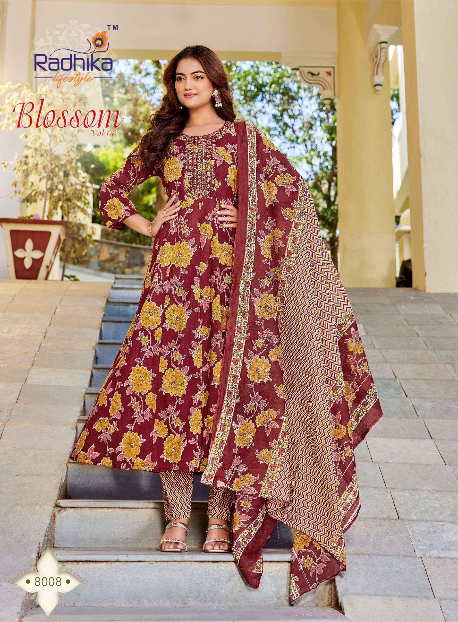 Radhika Lifestyle Blossom Vol 8 Cotton Anarkali Wholesale Price ( 8 pcs Catalogue )