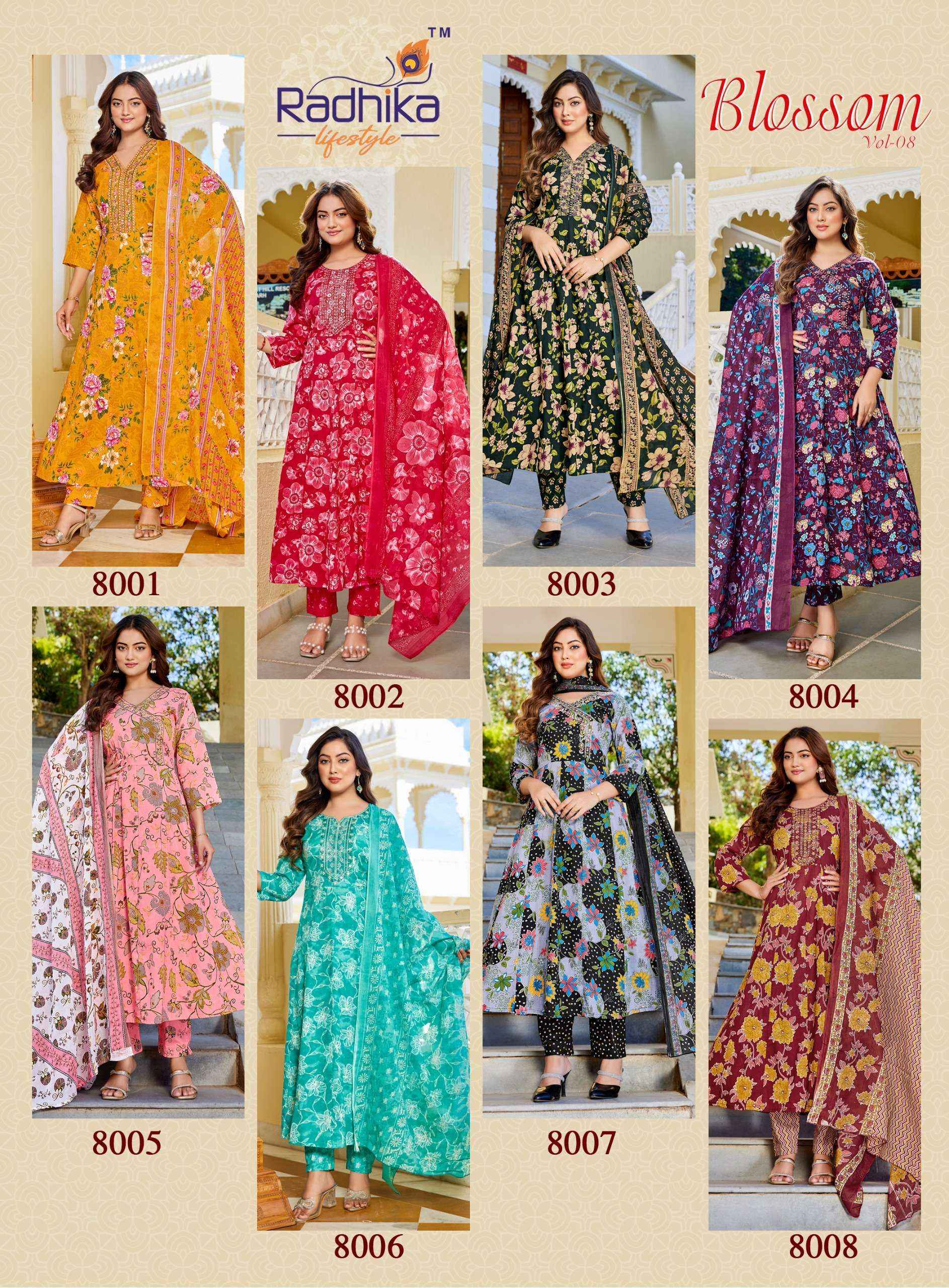 Radhika Lifestyle Blossom Vol 8 Cotton Anarkali Wholesale Price ( 8 pcs Catalogue )