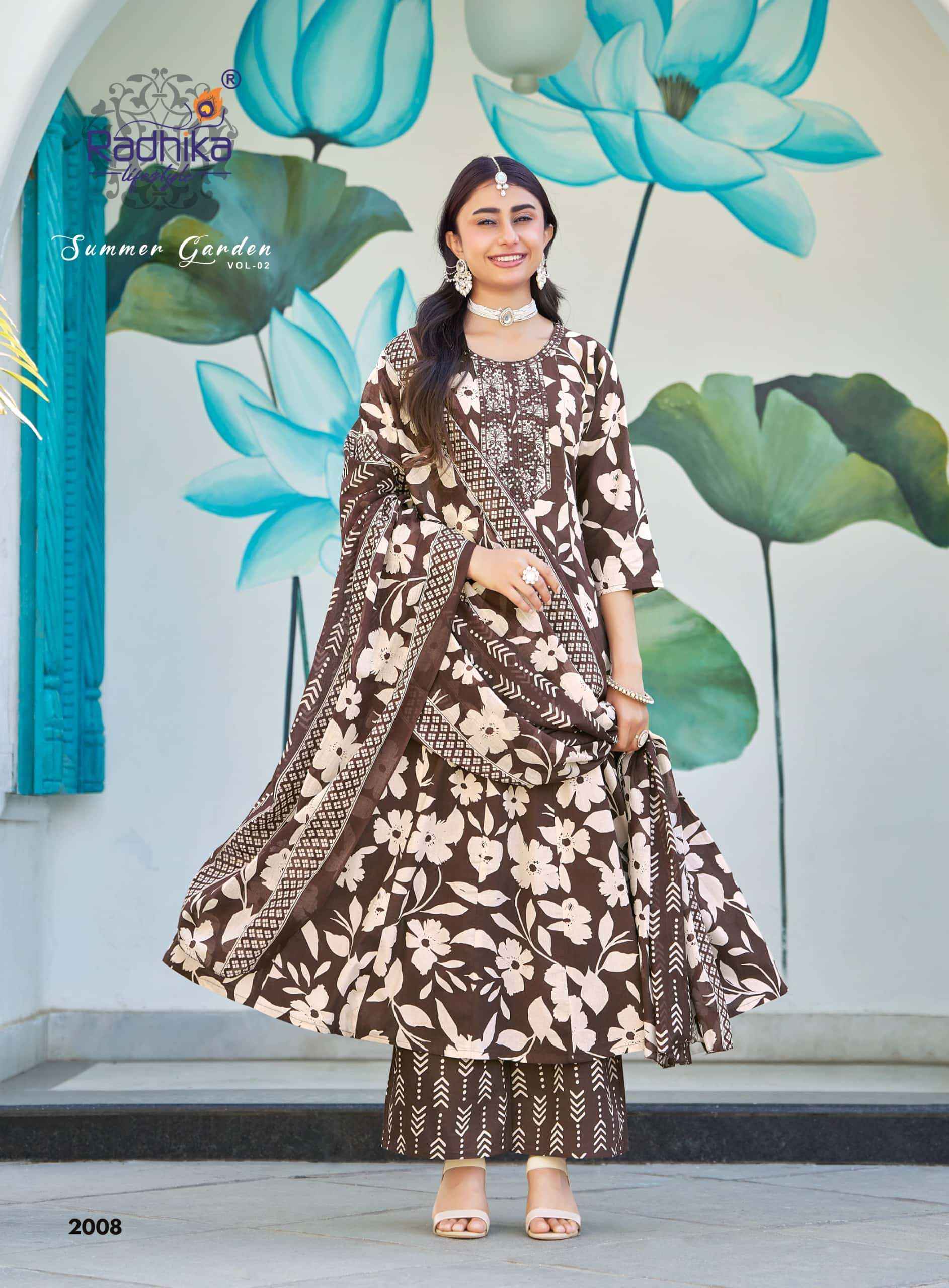 Radhika Lifestyle Summer Garden Vol 2 pure cotton Readymade Anarkali Suits  ( 8 Pcs Catalogue )