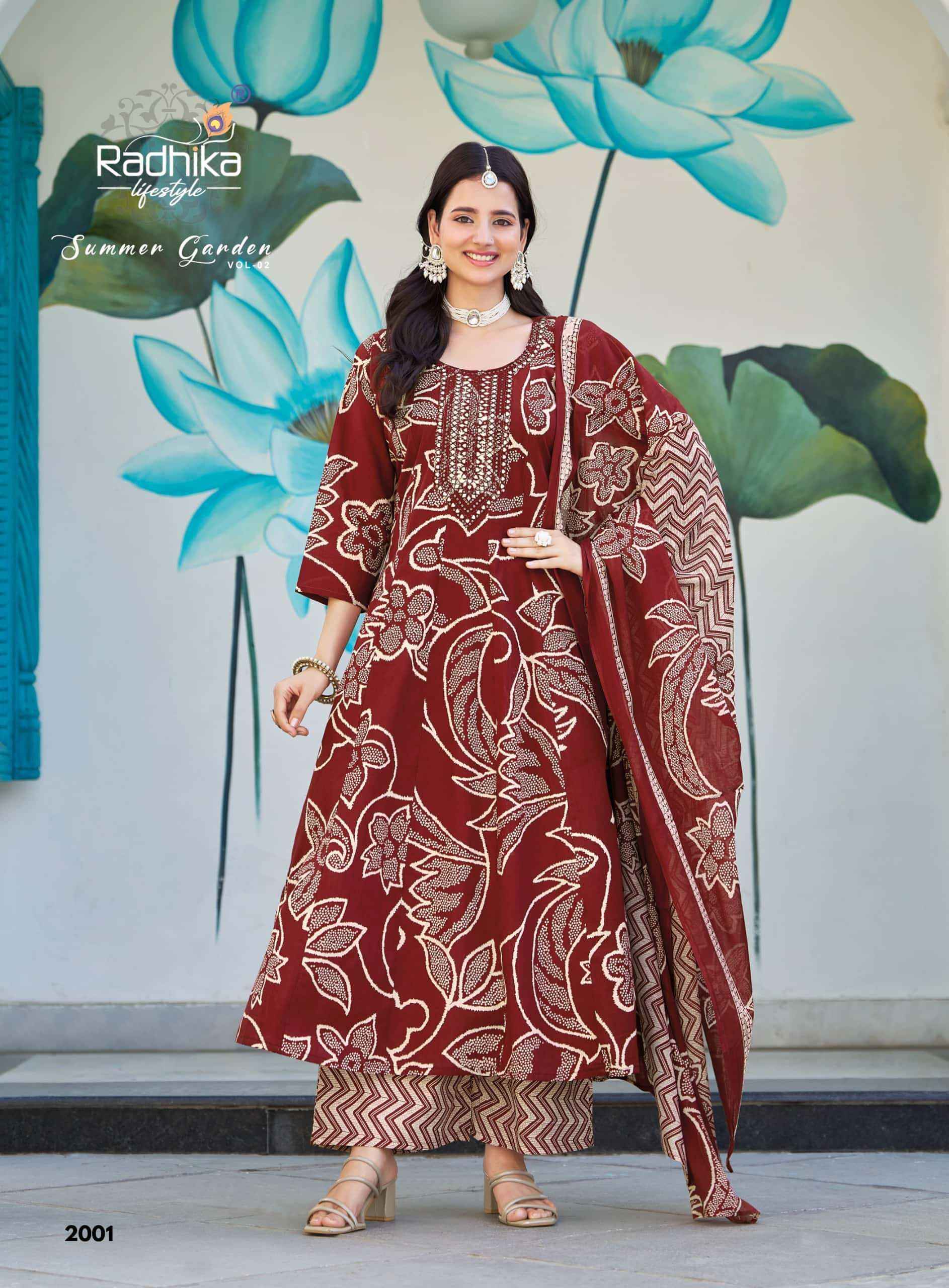 Radhika Lifestyle Summer Garden Vol 2 pure cotton Readymade Anarkali Suits  ( 8 Pcs Catalogue )