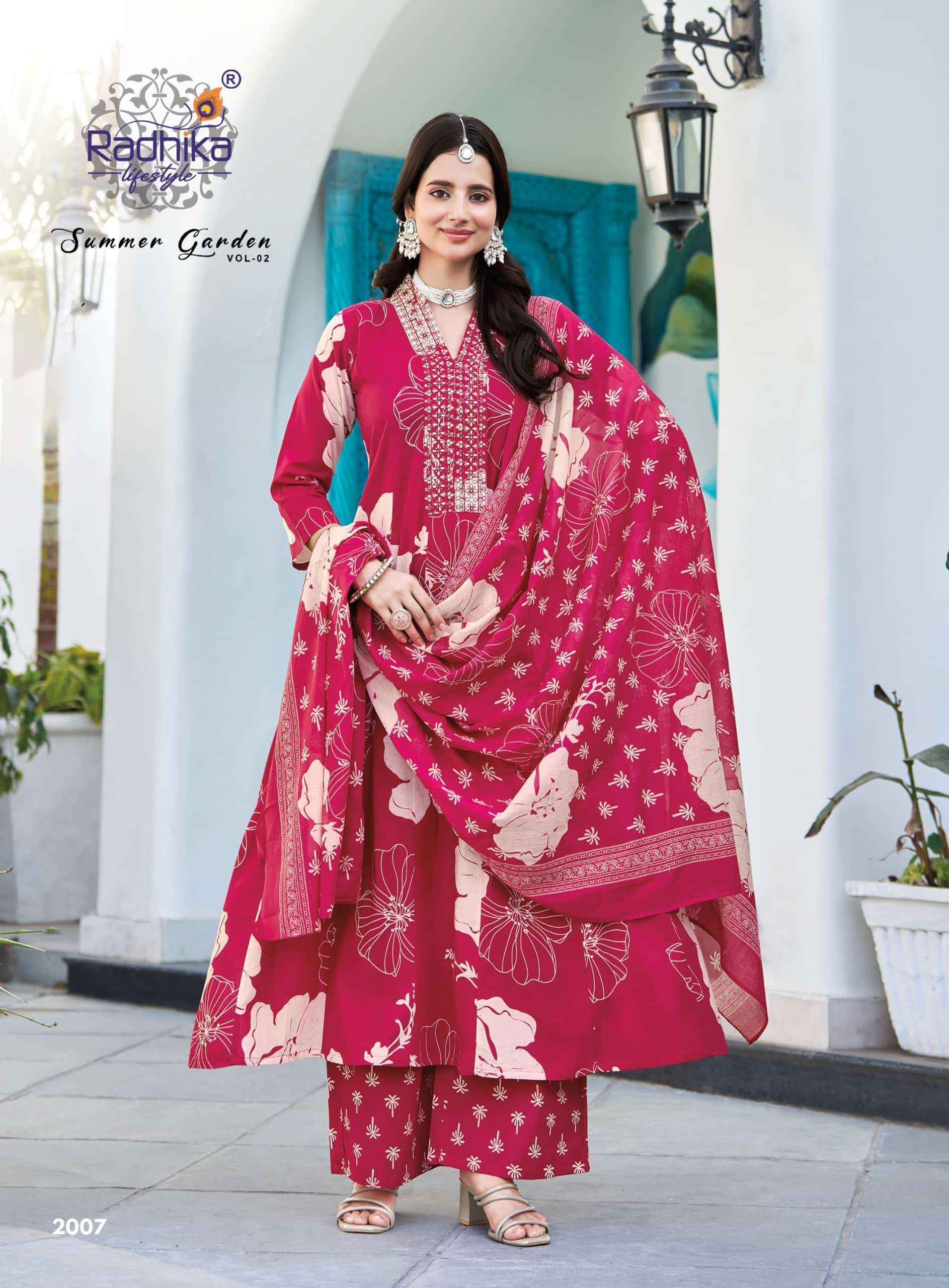 Radhika Lifestyle Summer Garden Vol 2 pure cotton Readymade Anarkali Suits  ( 8 Pcs Catalogue )