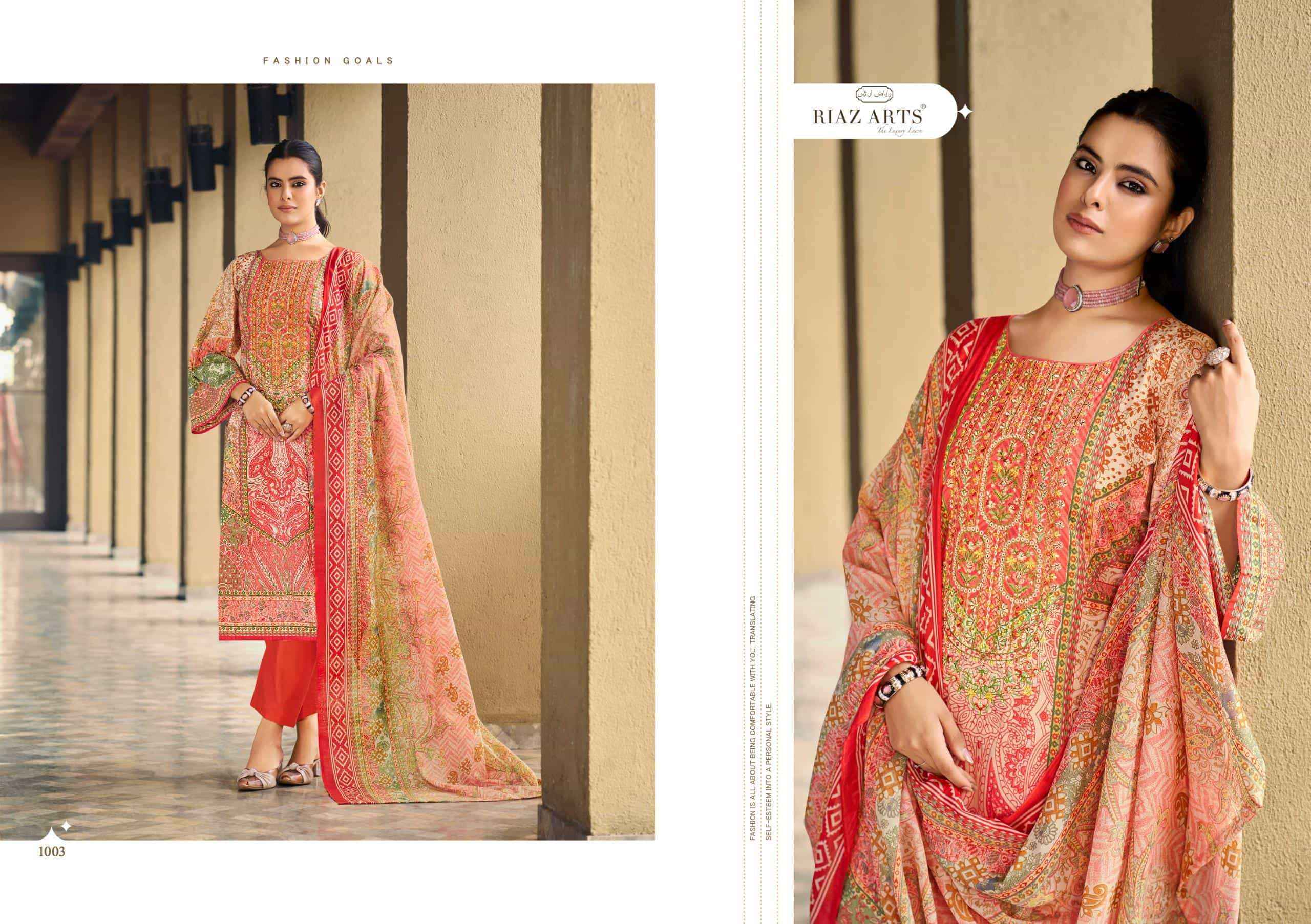Riaz Arts Musafir Vol 34 Premium Wear Cotton Salwar Kameez Wholesale Rate ( 6 Pcs Catalog )