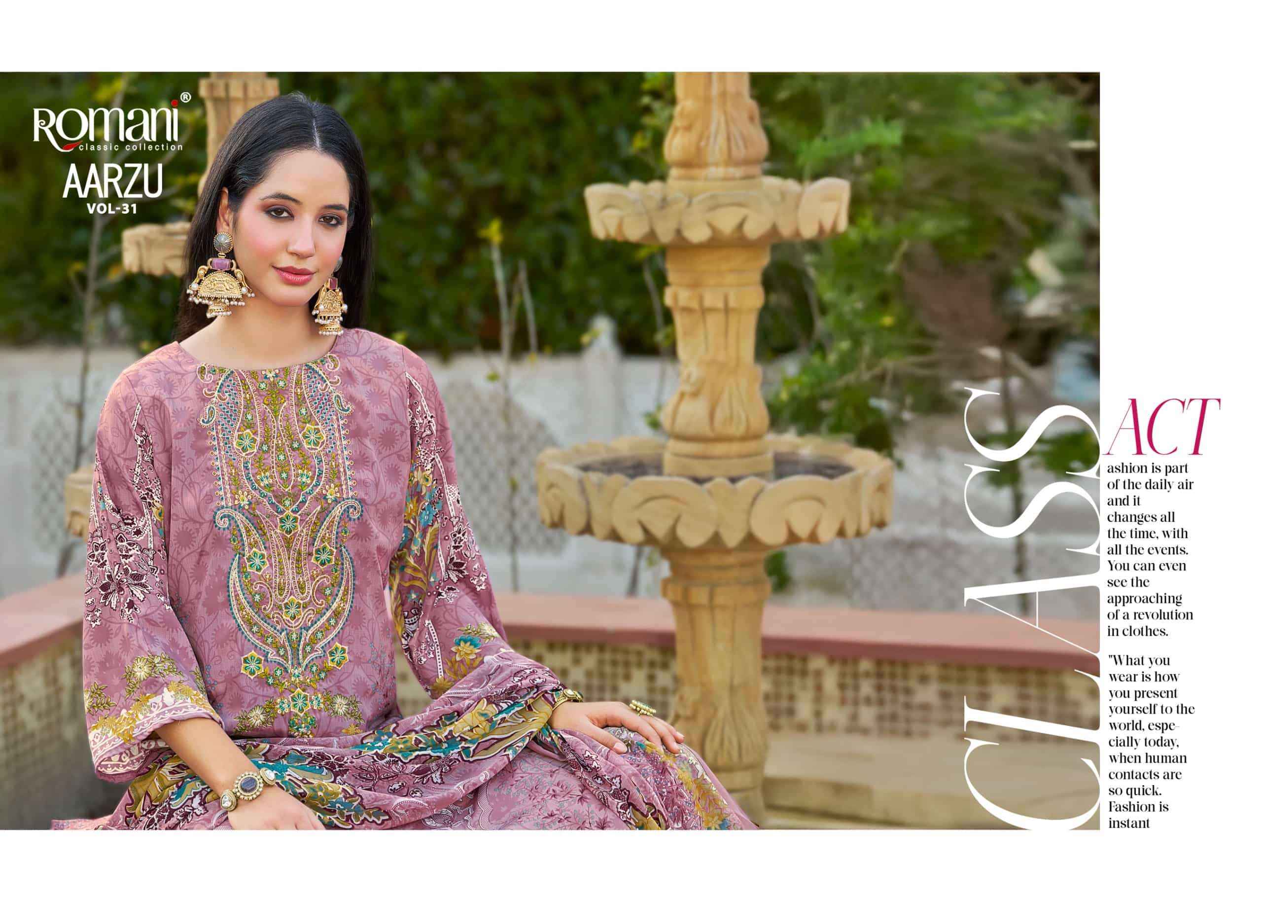 Romani Aarzu Vol 31 Unstitch Cotton Salwar Kameez Wholesale Rate ( 8 Pcs Catalog )