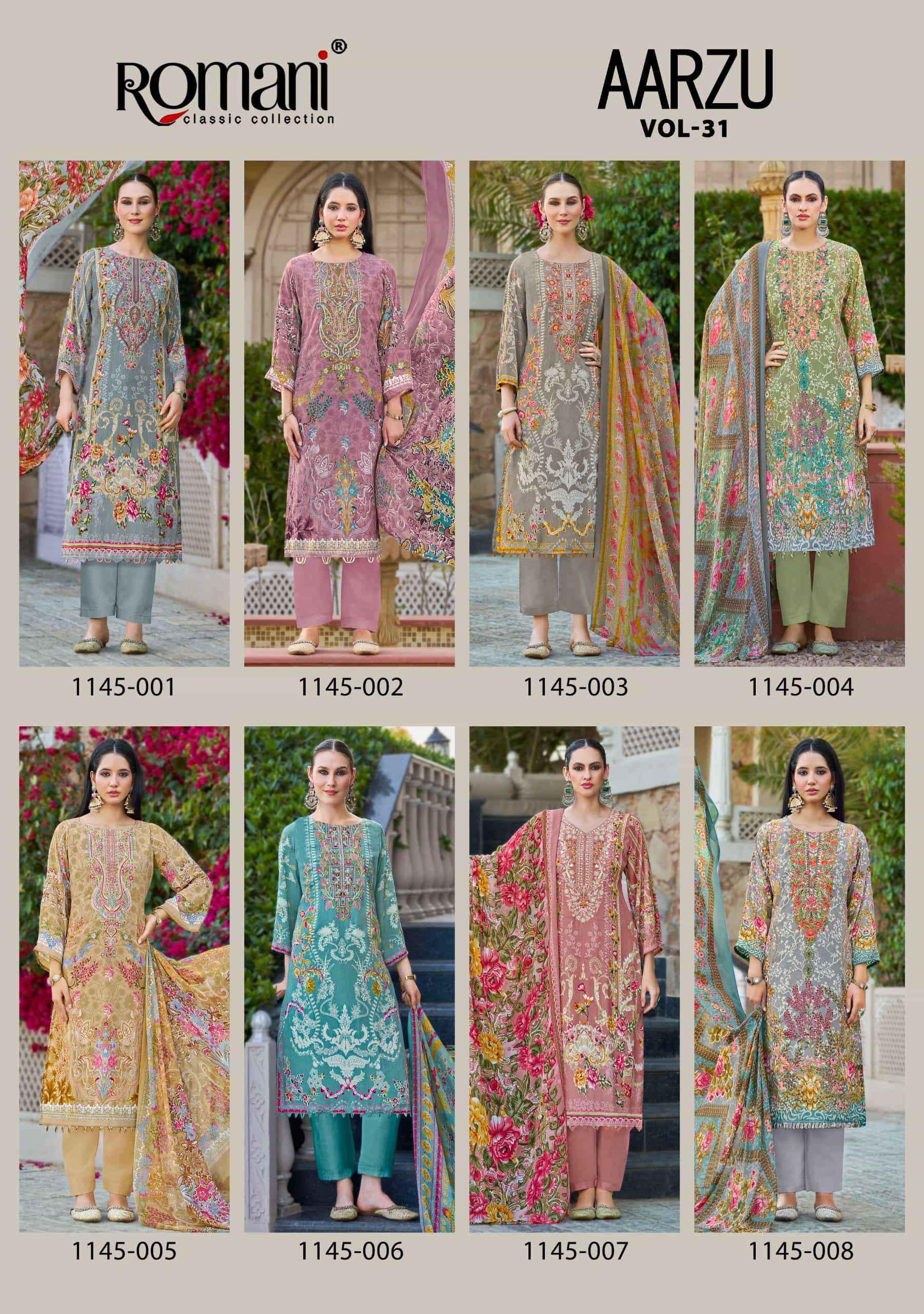 Romani Aarzu Vol 31 Unstitch Cotton Salwar Kameez Wholesale Rate ( 8 Pcs Catalog )
