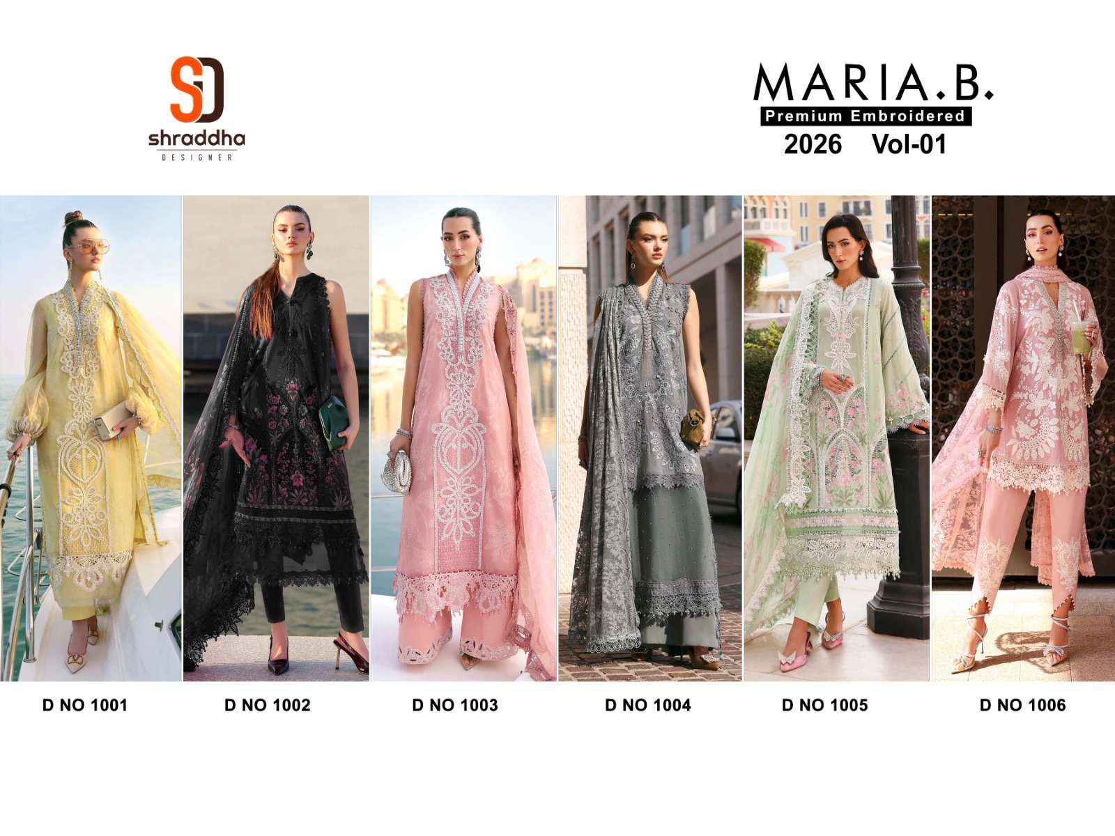 Shraddha Maria B Premium Collection 2026 Vol 1 Designer Cotton Pakistani Salwar Kameez Wholesale Rate ( 6 Pcs Catalog )