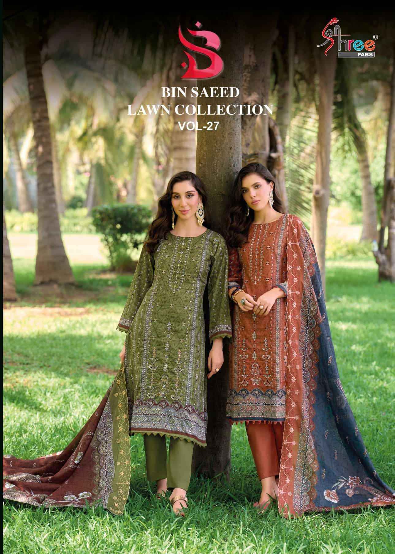 Shree Fabs Bin Saeed Lawn Collection Vol 27 Pure Cotton Pakistani Dress Material ( 6 Pcs Catalogue )