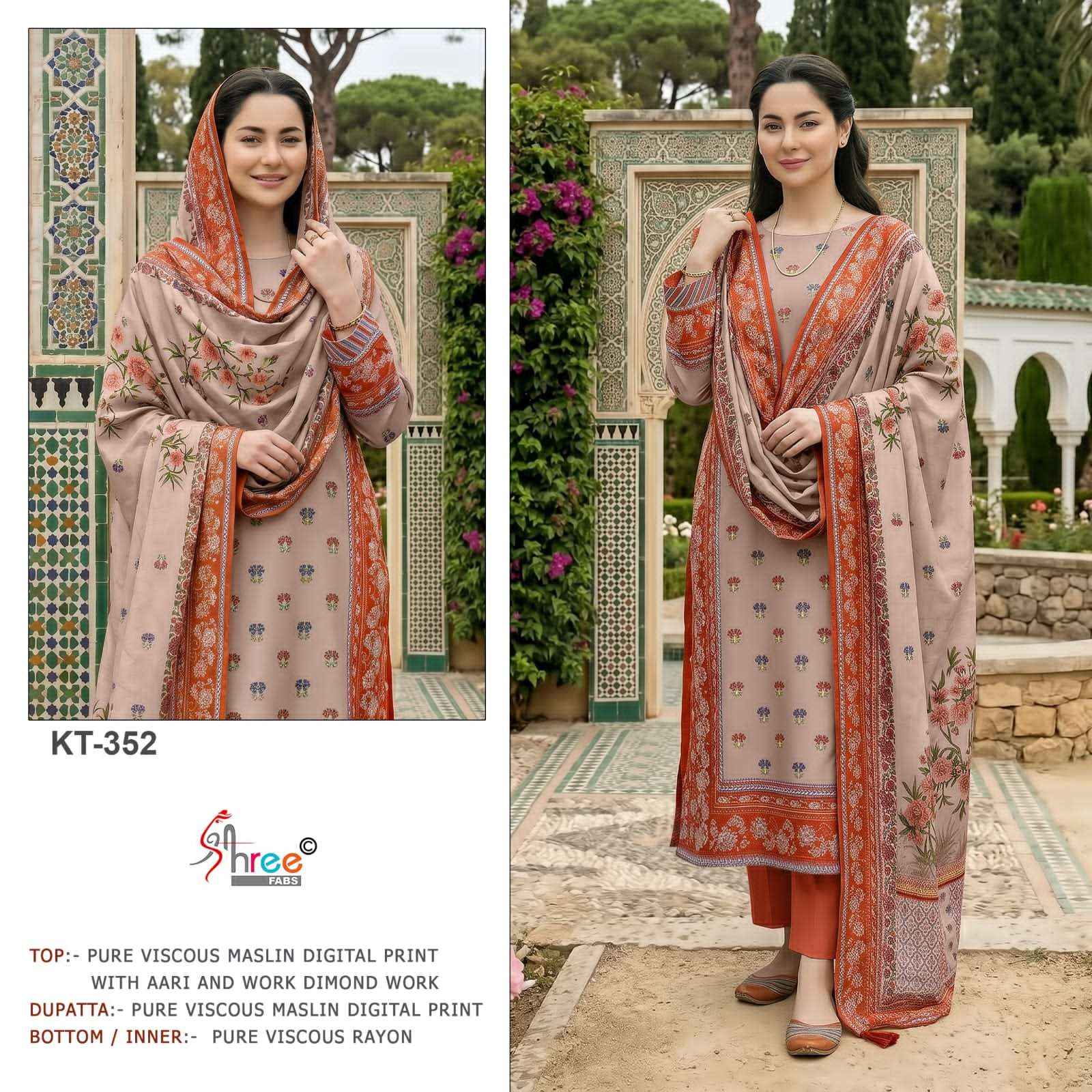 Shree Fabs Kt 352 Ab Pakistani Muslin Salwar Suit Wholesale Price ( 2 Pcs Catalogue )