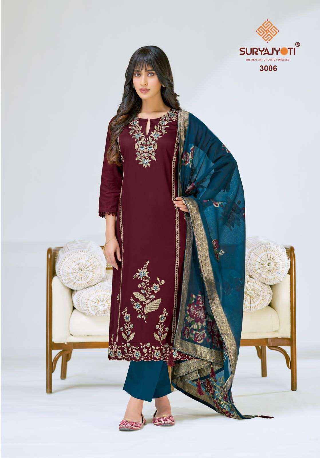 Suryajyoti Pasoori Vol 3 Pure Jam Satin Ladies Salwar Kameez Wholesale Rate ( 6 Pcs Catalog )