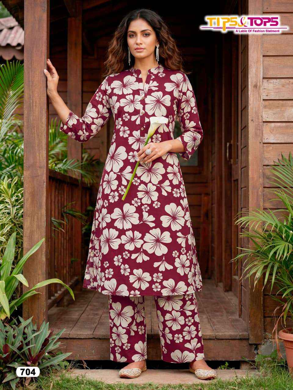 TIPS AND TOPS CINDERELLA VOL 7 RAYON PRINT FANCY KURTI WITH BOTTOM PAIR WHOLESALE RATE ( 6 PCS CATALOG )