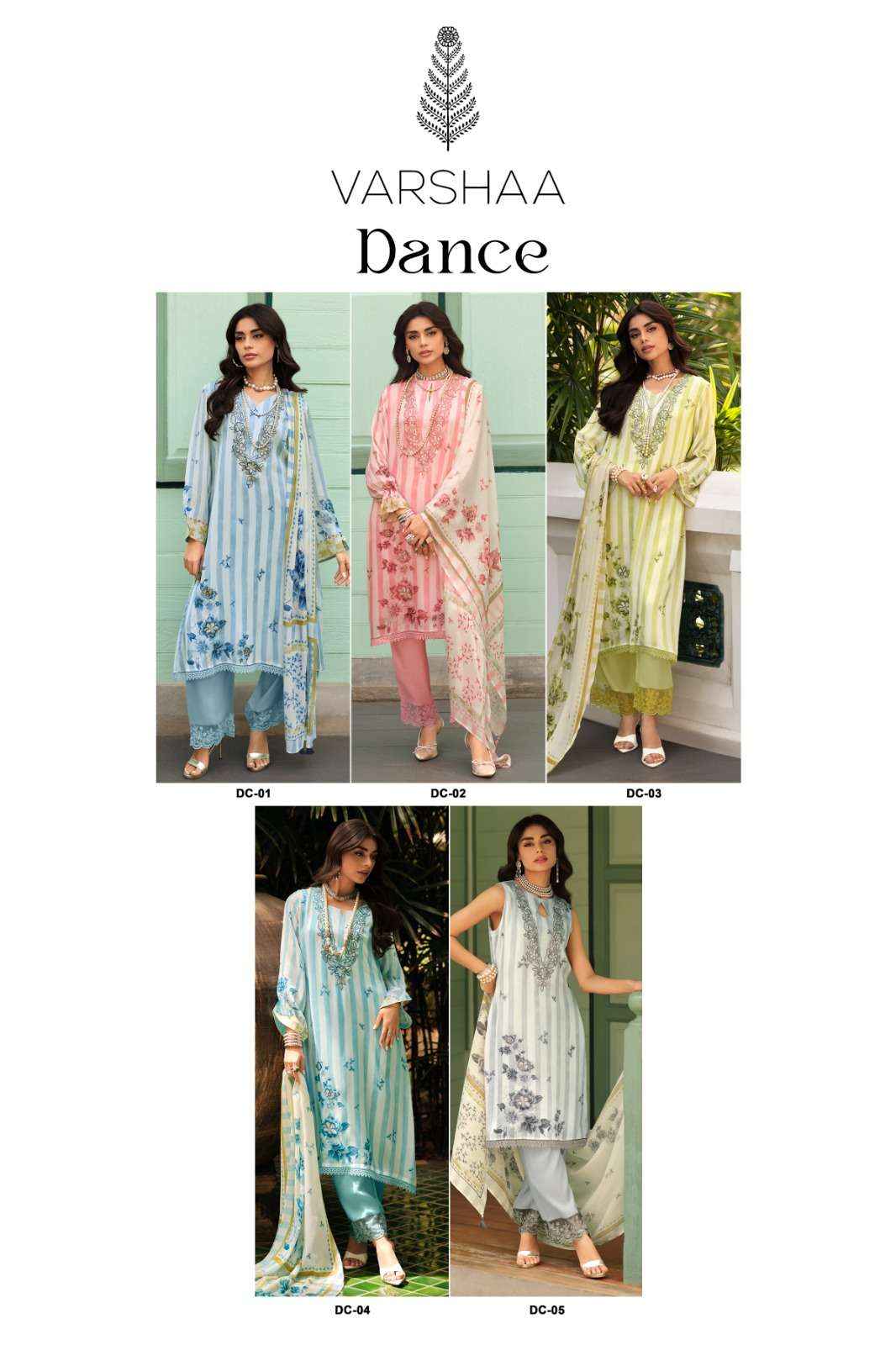 Varsha Dance Exclusive Fancy Ladies Salwar Kameez Wholesale Rate ( 5 Pcs Catalog )